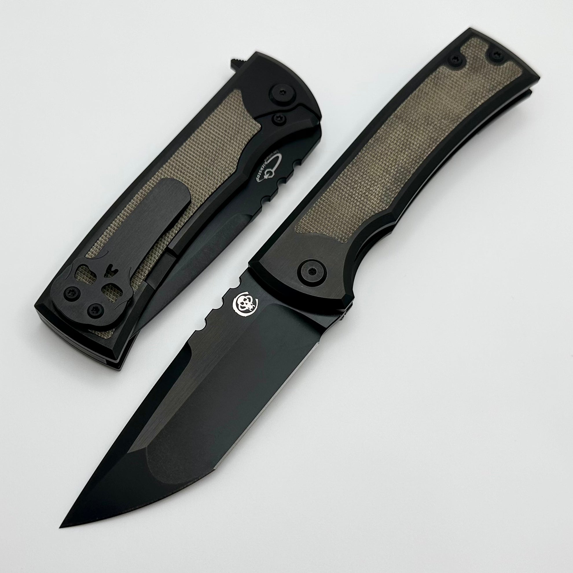 Chaves Knives Redencion 229 Kickstop - Premium M390 Tanto Blade with Green Micarta Inlays