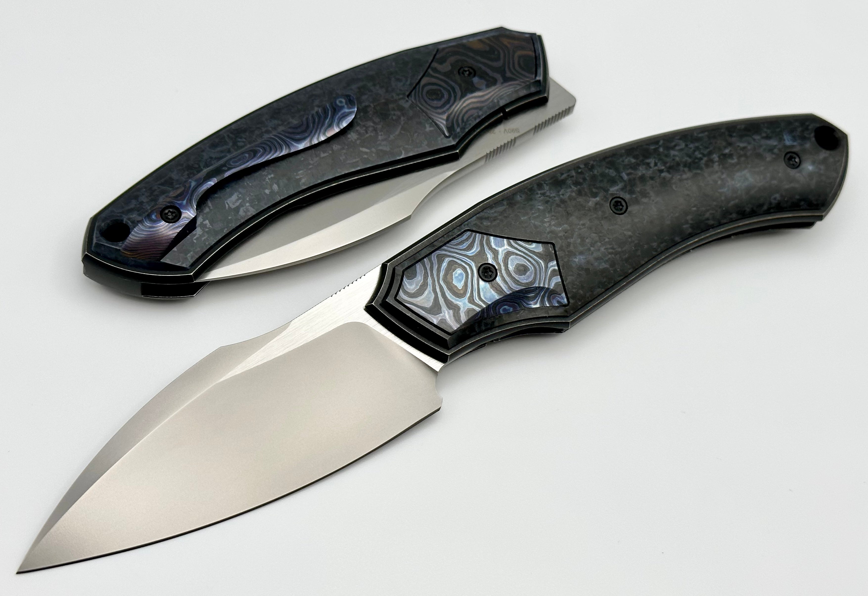 Premium Davless Crystal Ti & ZircuTi Knife by Custom Knife Factory - S90V Blade, Limited Edition