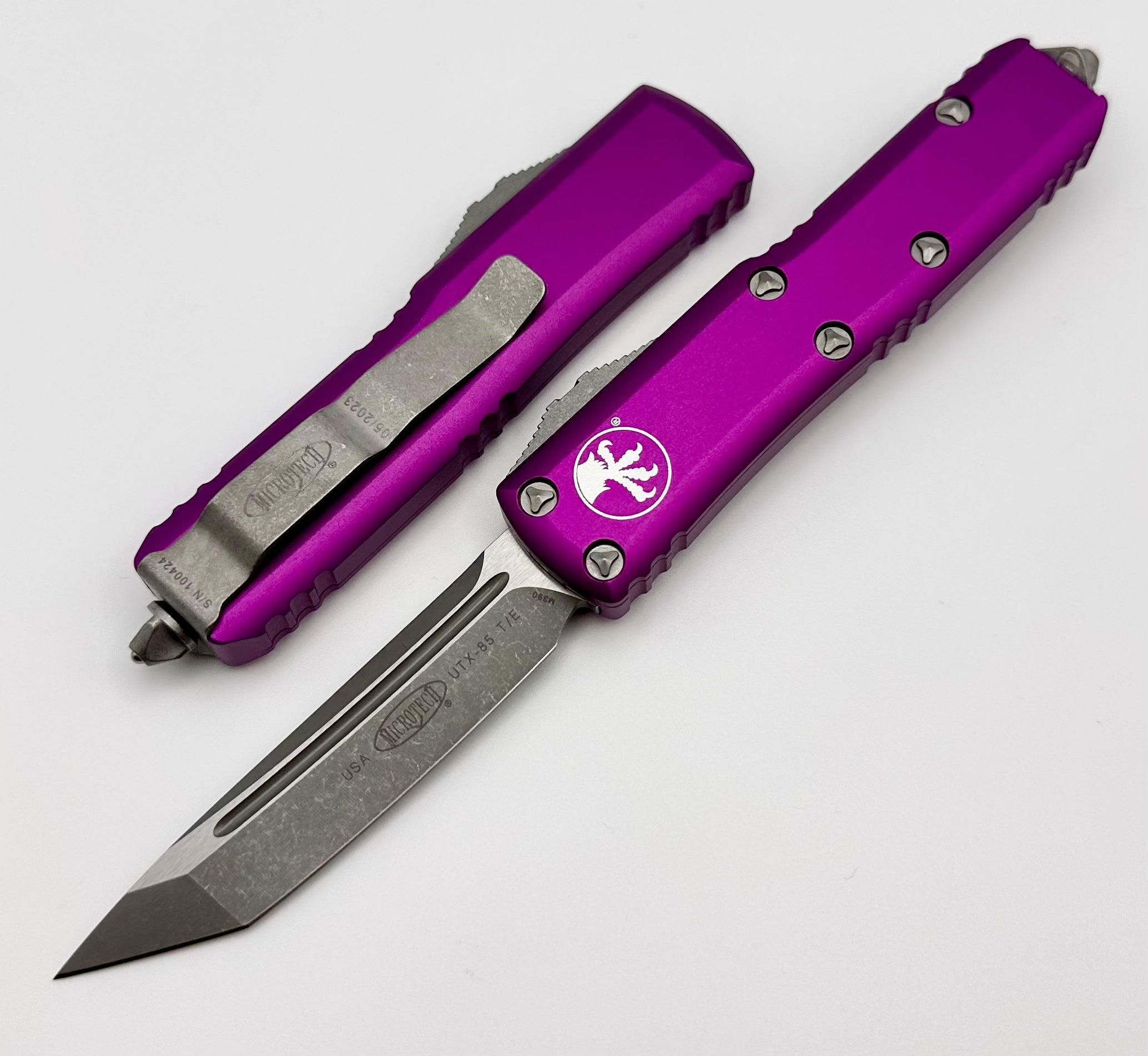 Premium Microtech UTX-85 Tanto Apocalyptic Knife with Violet Handle - Ultimate EDC Upgrade