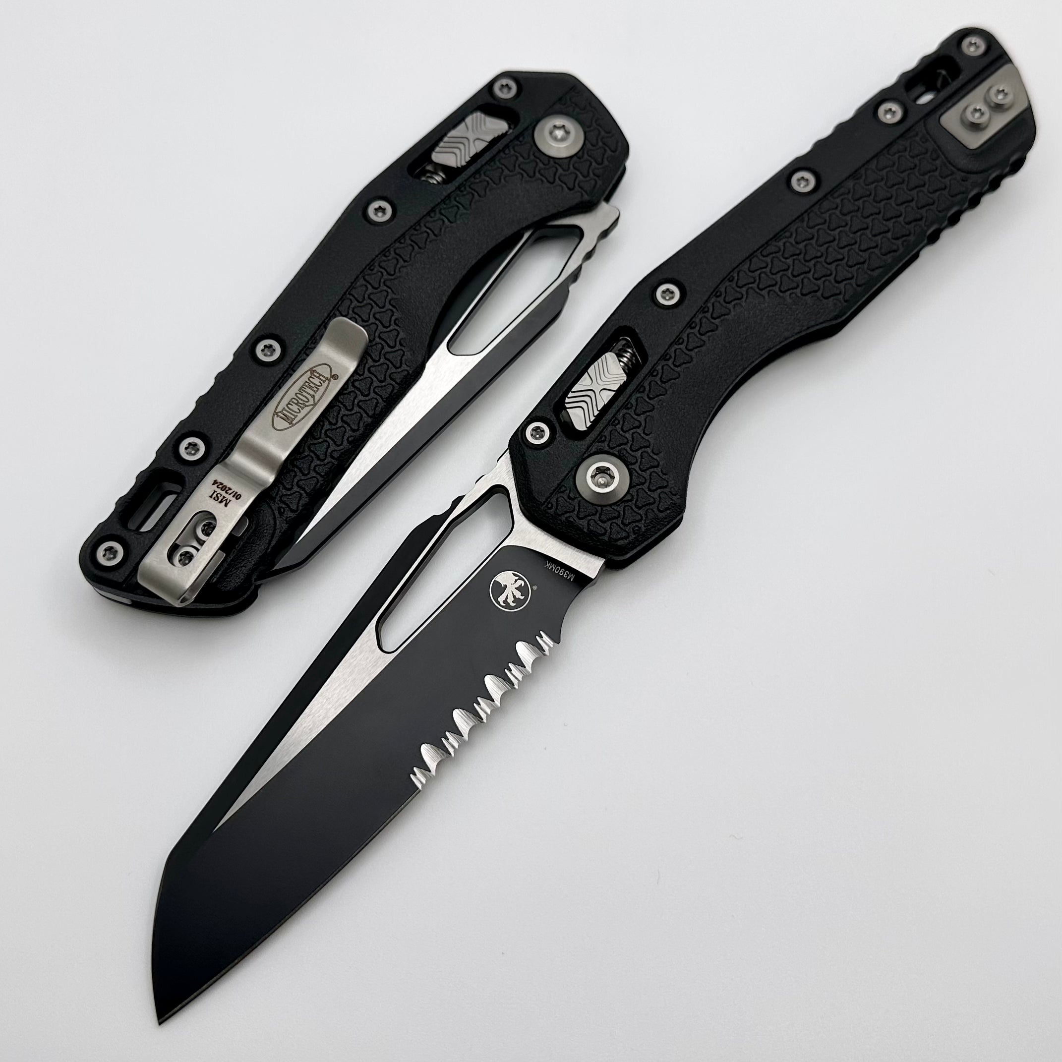 Microtech MSI RAM LOK Premium Tactical Folding Knife - Black Polymer & Serrated M390MK Blade