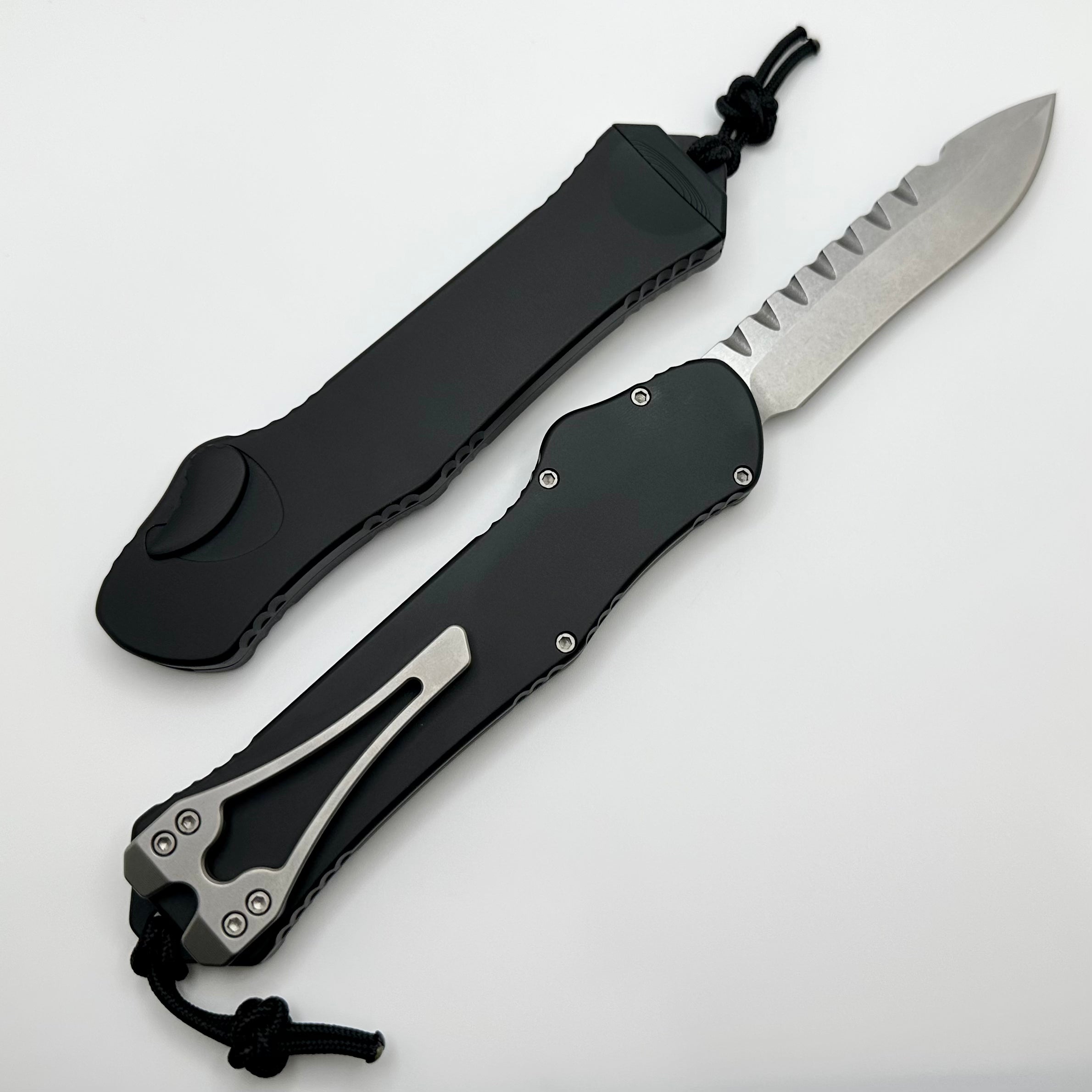 Premium Heretic Hydra V3 Tactical Knife - Black Aluminum Handle & Stonewash Recurve MagnaCut