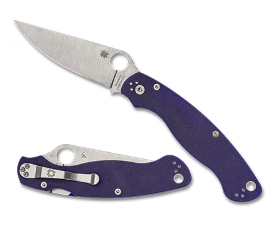 Spyderco Military 2 Premium Tactical Knife - Blue G-10 Handle & CPM-S110V Blade