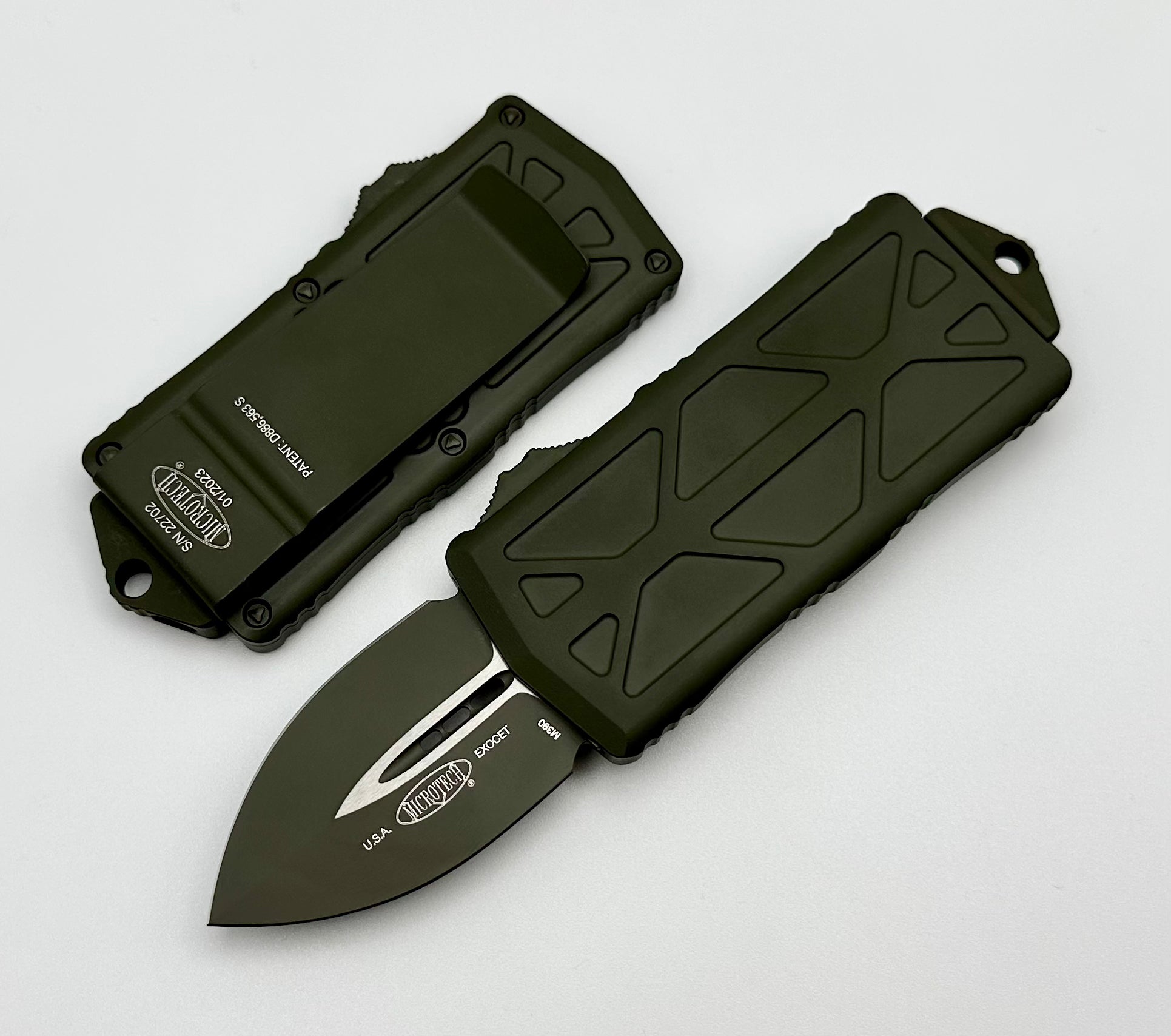 Premium Microtech Exocet Double Edge Knife - OD Green Cerakote