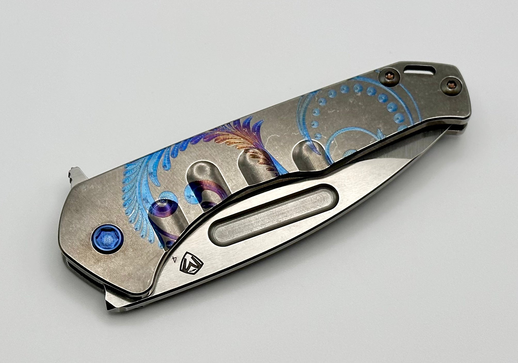 Medford Praetorian Slim Flipper Knife - Premium S45VN Drop Point Blade with Blue Accents