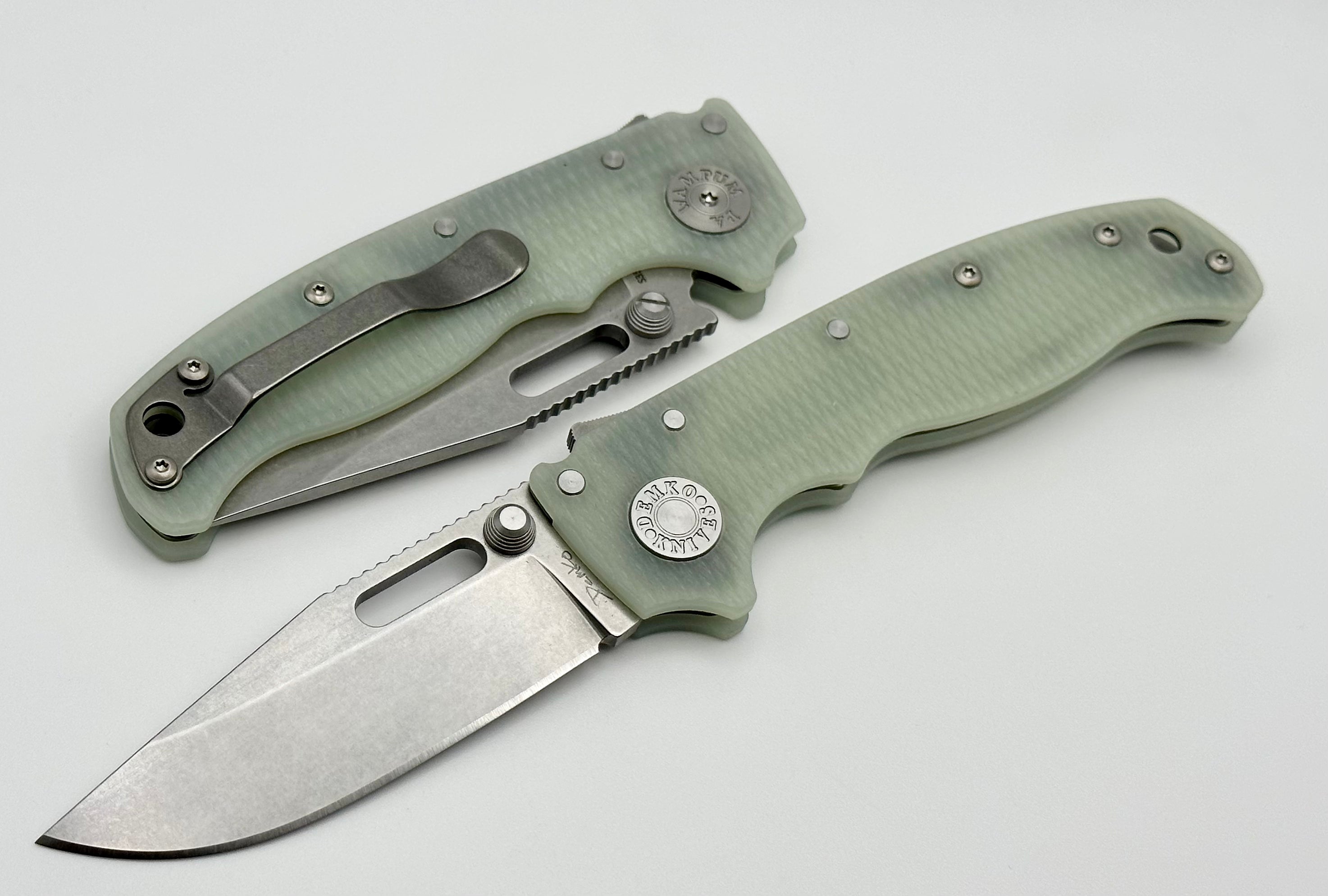 Premium Demko AD20.5 Shark Lock Knife - S35VN Blade & Natural Jade G-10 Handle