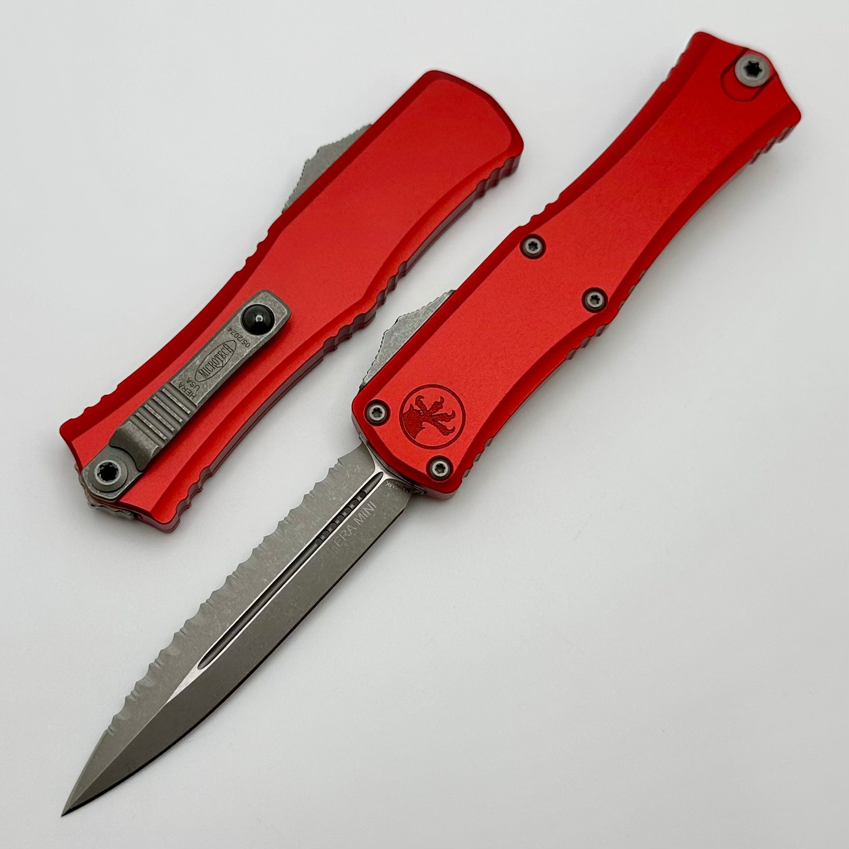 Premium Microtech Mini Hera Apocalyptic Double Edge Knife - Ultimate EDC with Red Handle