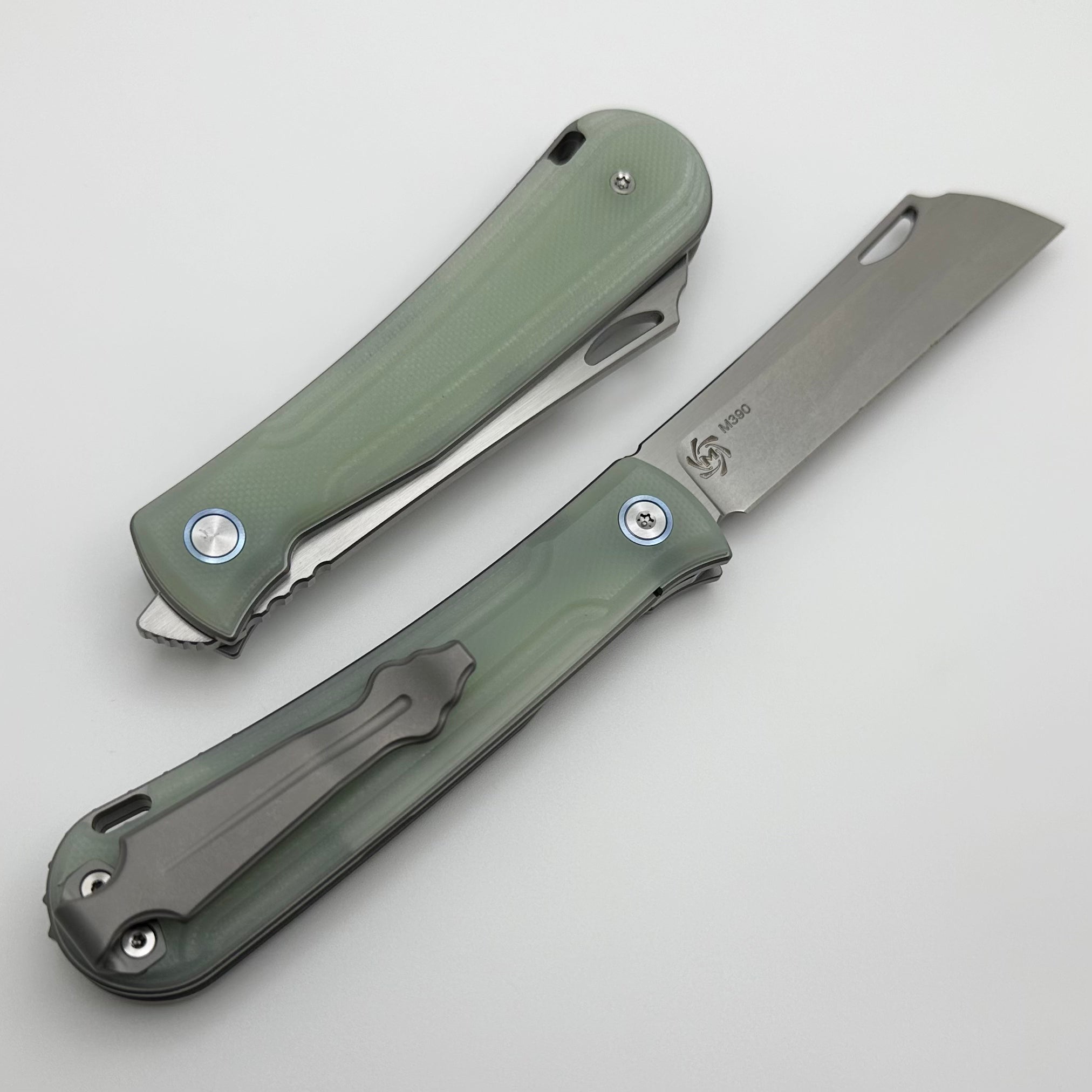 Premium Mechforce Caipira Folding Knife - M390 Blade & Jade-G10 Handles