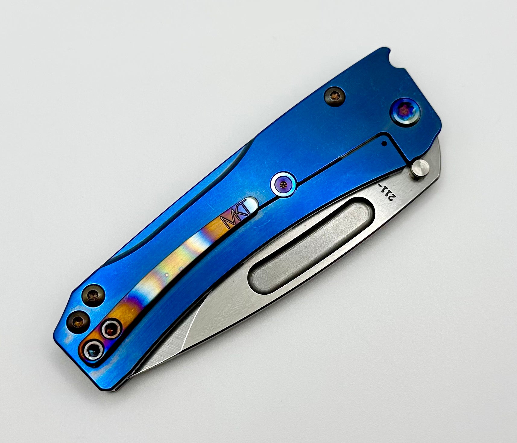 Medford Slim Midi S45 Drop Point EDC Knife - Blue Solar Flare & Flamed Finish