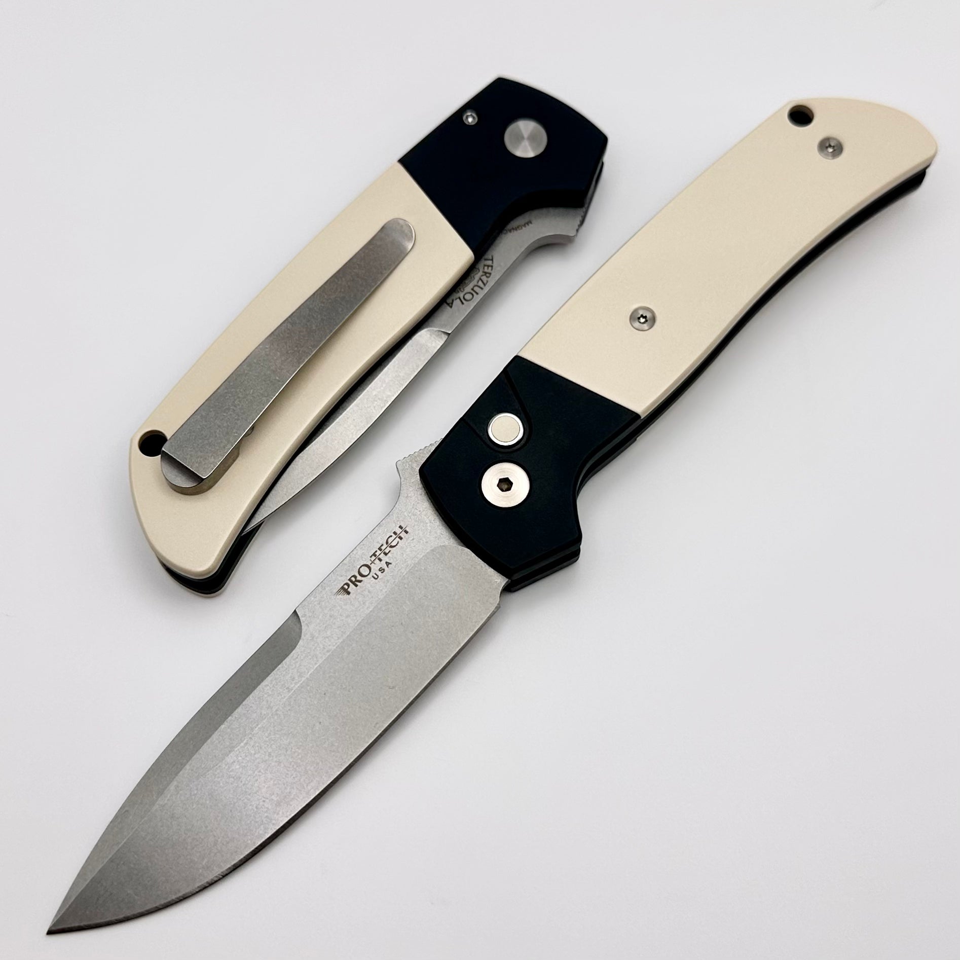 Pro-Tech Terzuola ATCF Premium Folding Knife with Micarta Inlays & Stonewash MagnaCut Blade