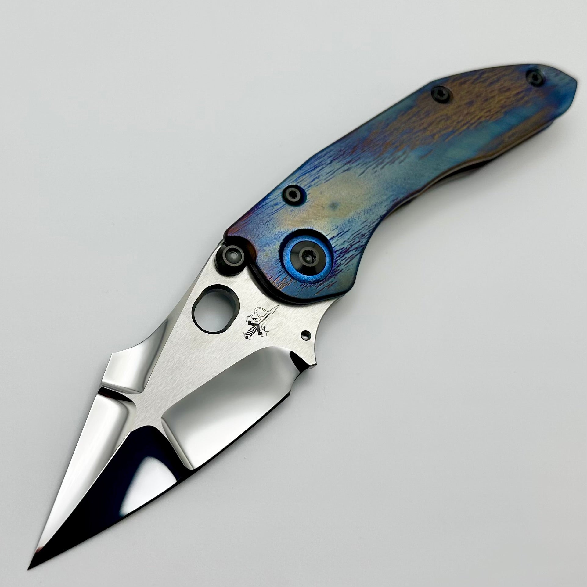 Premium Marfione Custom Stitch Cosmic Knife - Tritium Inlaid Double Star Blade