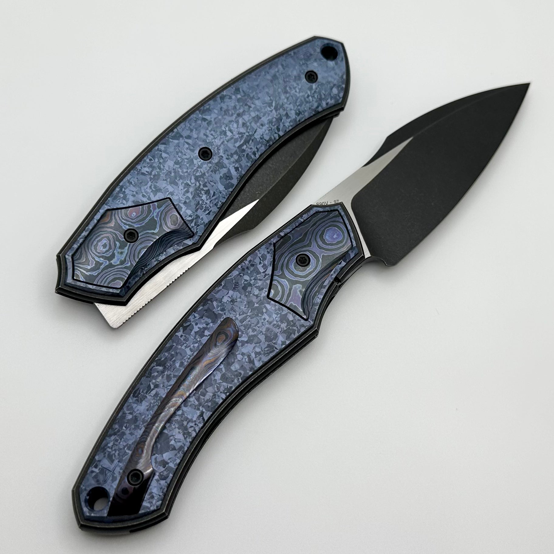 Premium Custom Knife Factory Davless: Crystal Ti & ZircuTi Edition with Blackwash S90V Blade