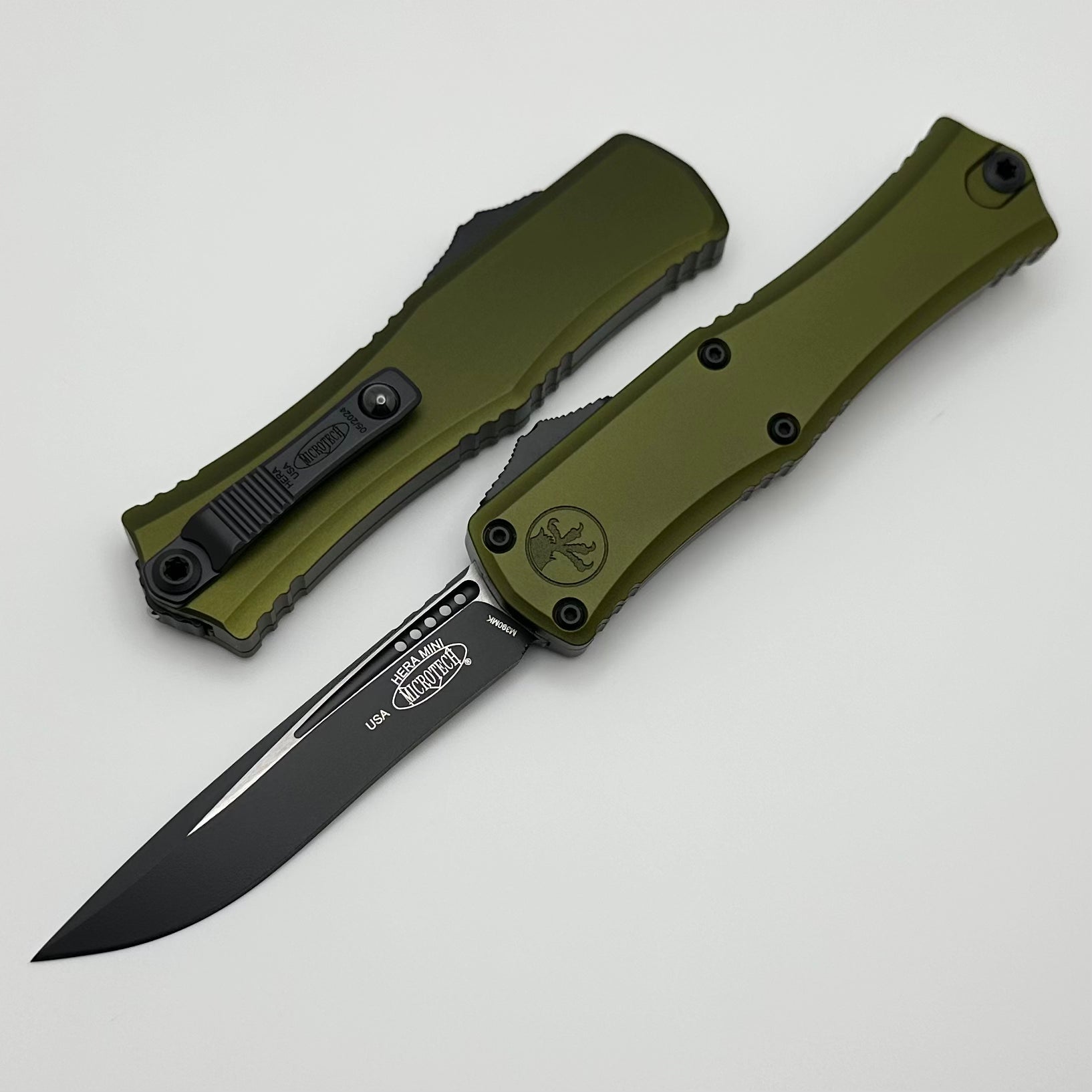 Microtech Premium Mini Hera OTF Knife - M390MK Blade, OD Green Handle