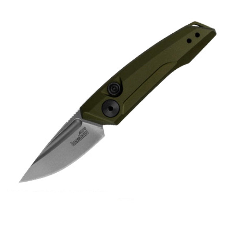 Kershaw Launch 9 Premium Compact Automatic Knife - Olive Handle & Stonewash CPM154