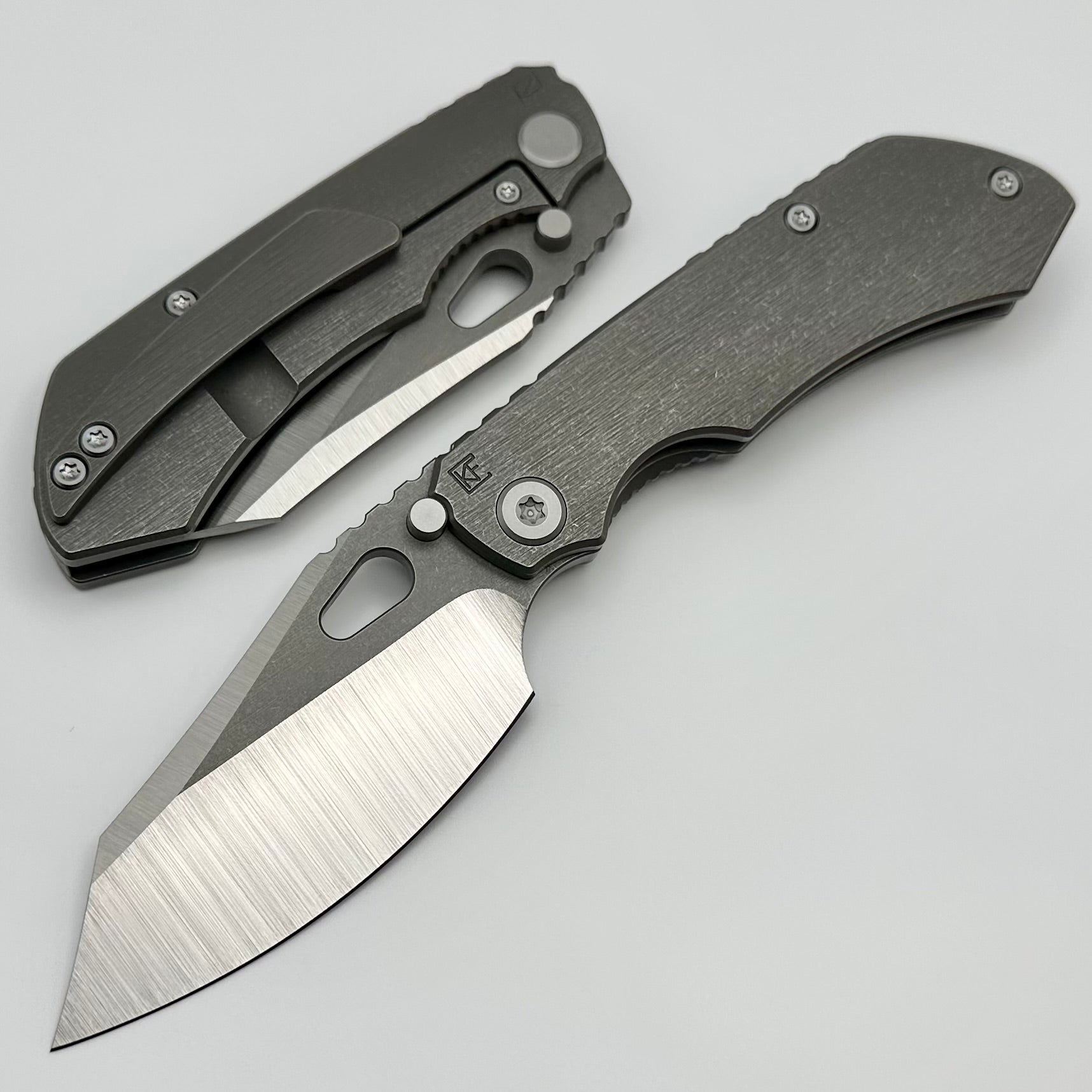 Custom Knife Factory Rotten Design Evo 4.0 - Premium S90V Blade with Tumbled Titanium Handles