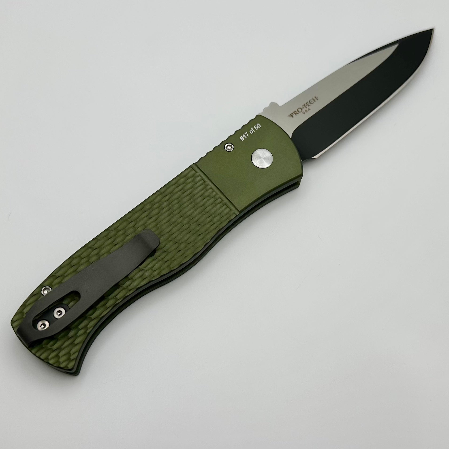 Pro-Tech Emerson CQC7 Auto Spearpoint: Premium Tactical Knife with Jigged Green Handle & 2-Tone 20CV Blade