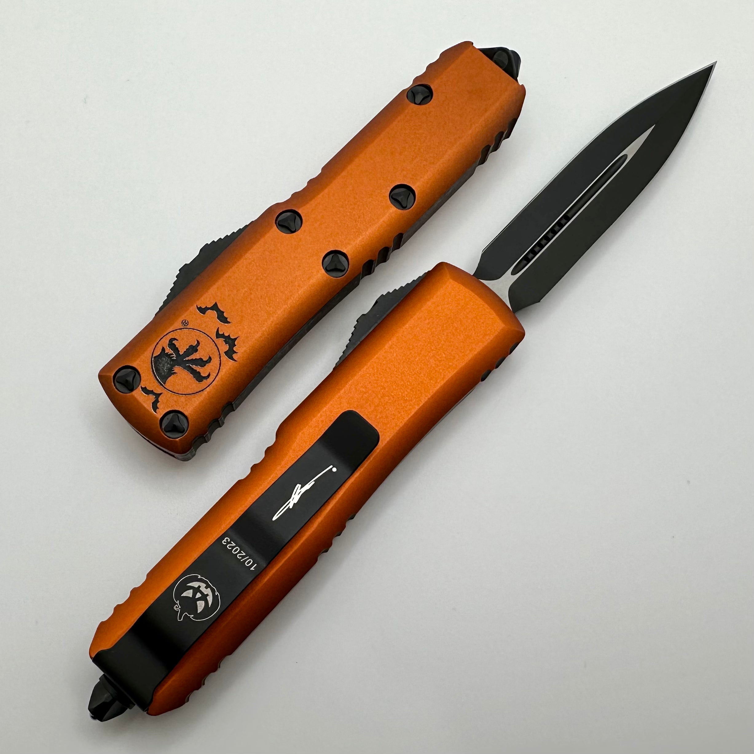 Microtech UTX-85 Halloween Orange Double Edge Signature Series - Premium Everyday Carry Knife