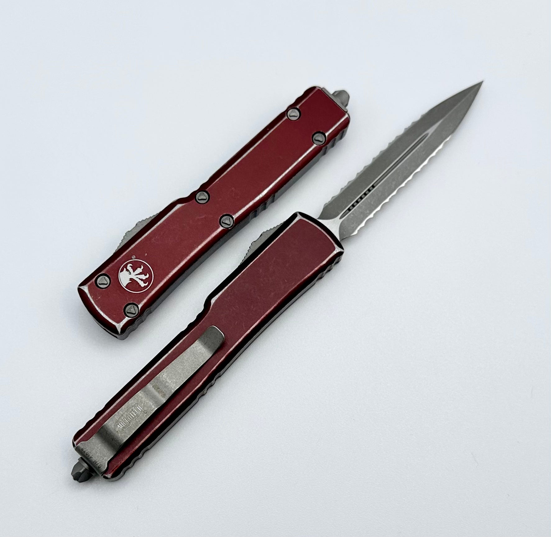 Premium Microtech UTX-70 Double Edge Tactical Knife - Apocalyptic Merlot