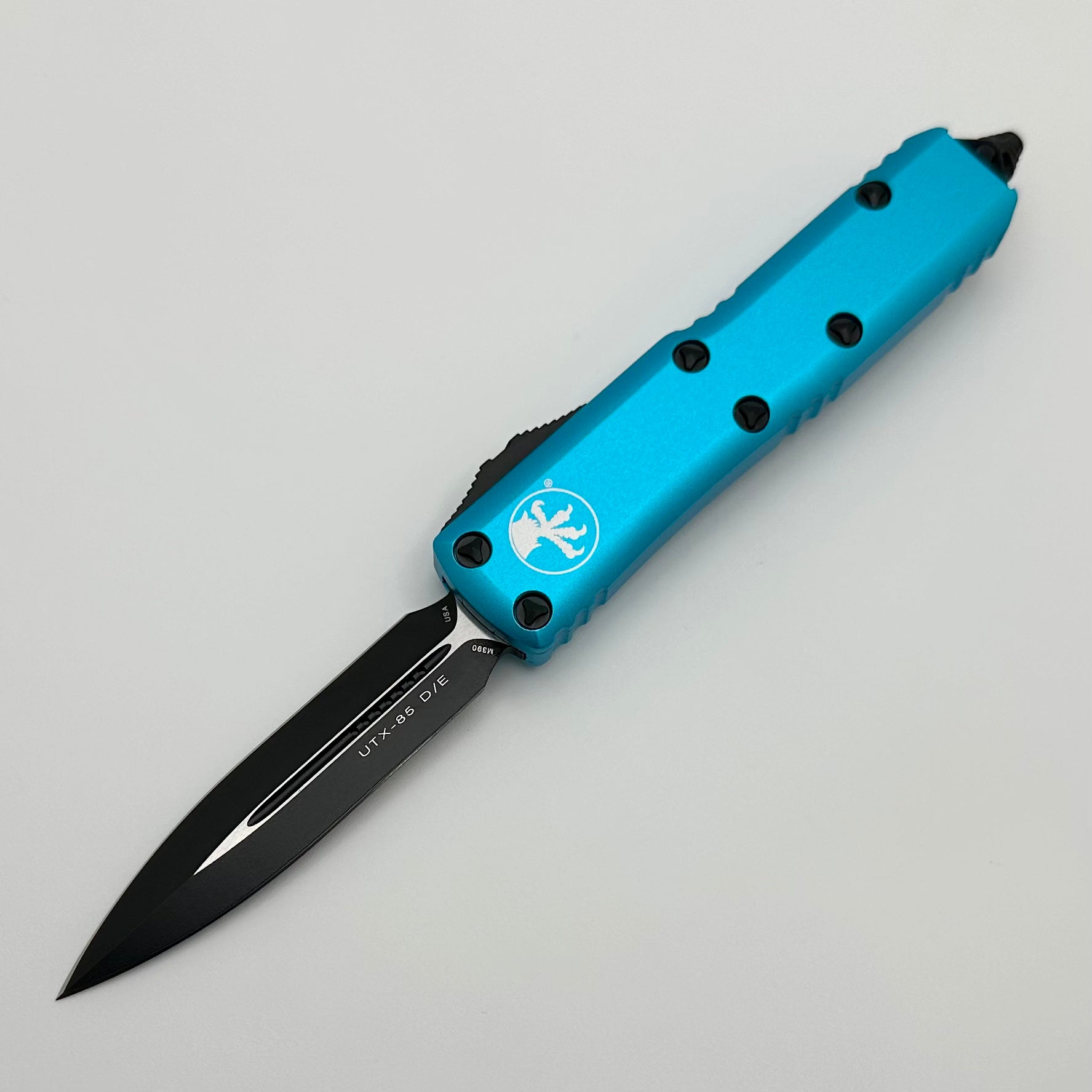 Premium Microtech UTX-85 Double Edge EDC Knife - Black & Turquoise