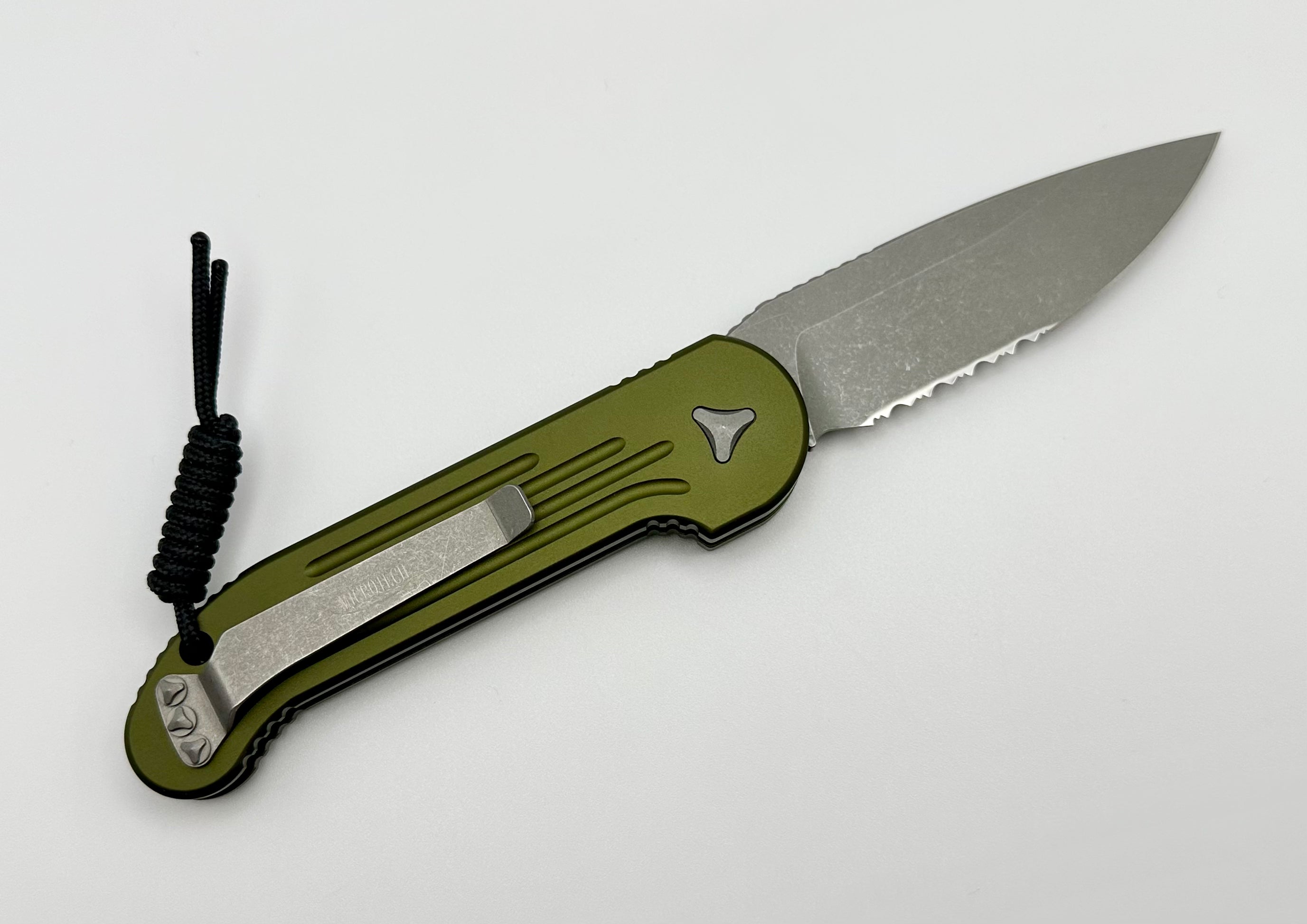 Microtech LUDT Apocalyptic Tactical Knife - OD Green & Partial Serrated Blade