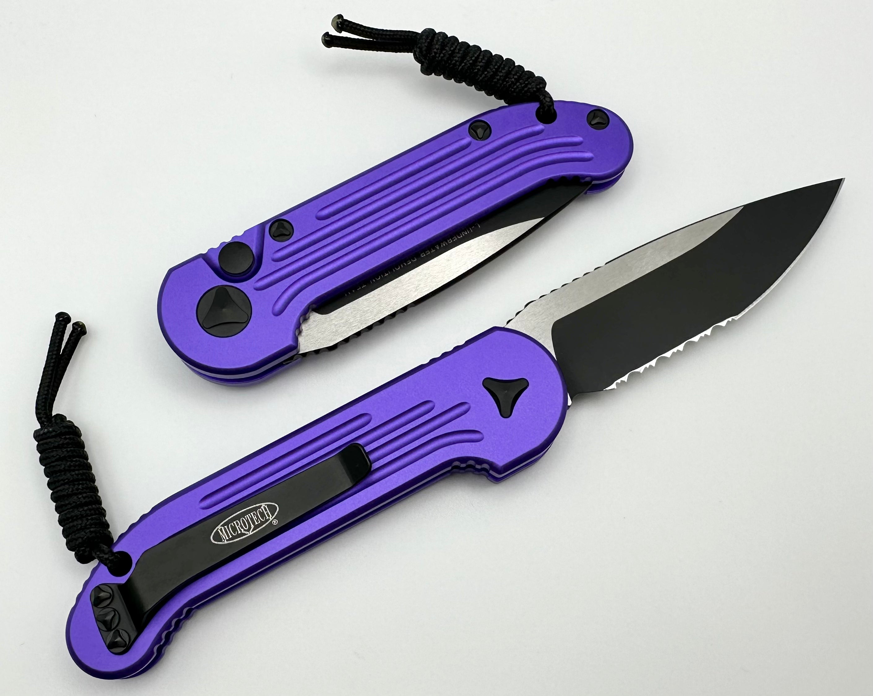 Microtech L.U.D.T Ultimate Tactical Knife - Purple & Black Partial Serrated