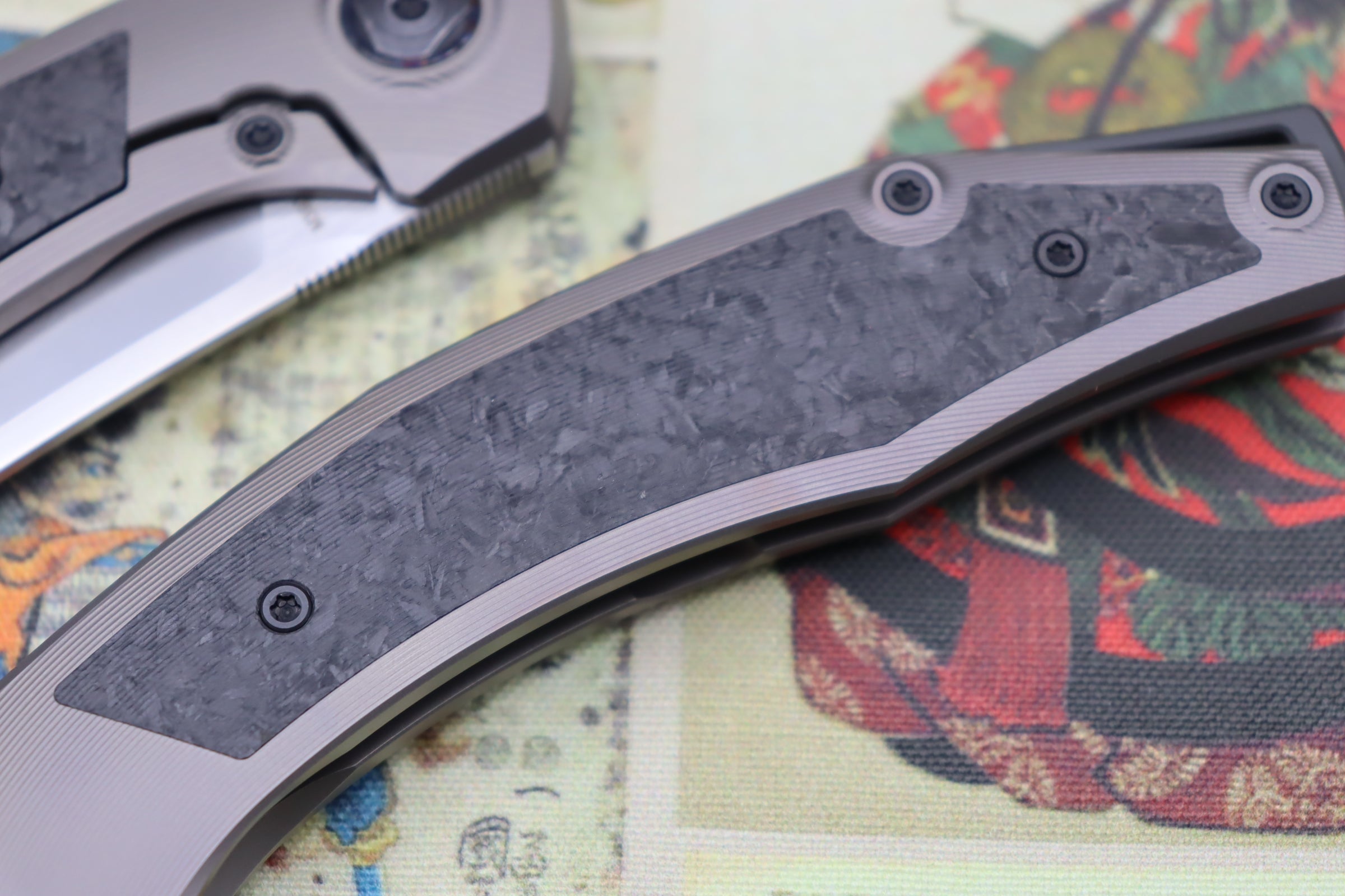 Premium Custom Knife Factory Ablya - Ultimate EDC with Bronze Titanium, Carbon Fiber & Zircuti