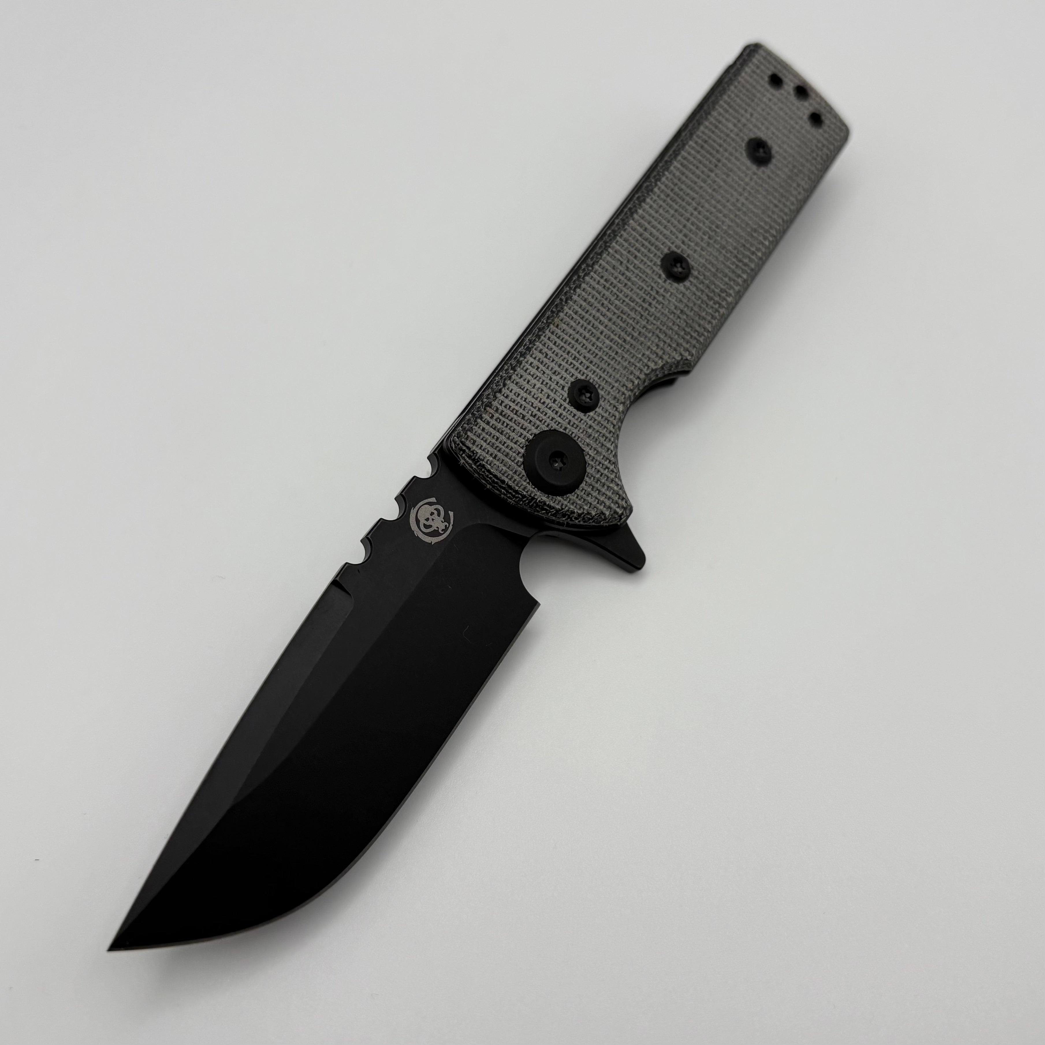 Premium Pre-Owned Chaves T.A.K Blackout Knife - Black Micarta & PVD Drop Point Elmax Blade