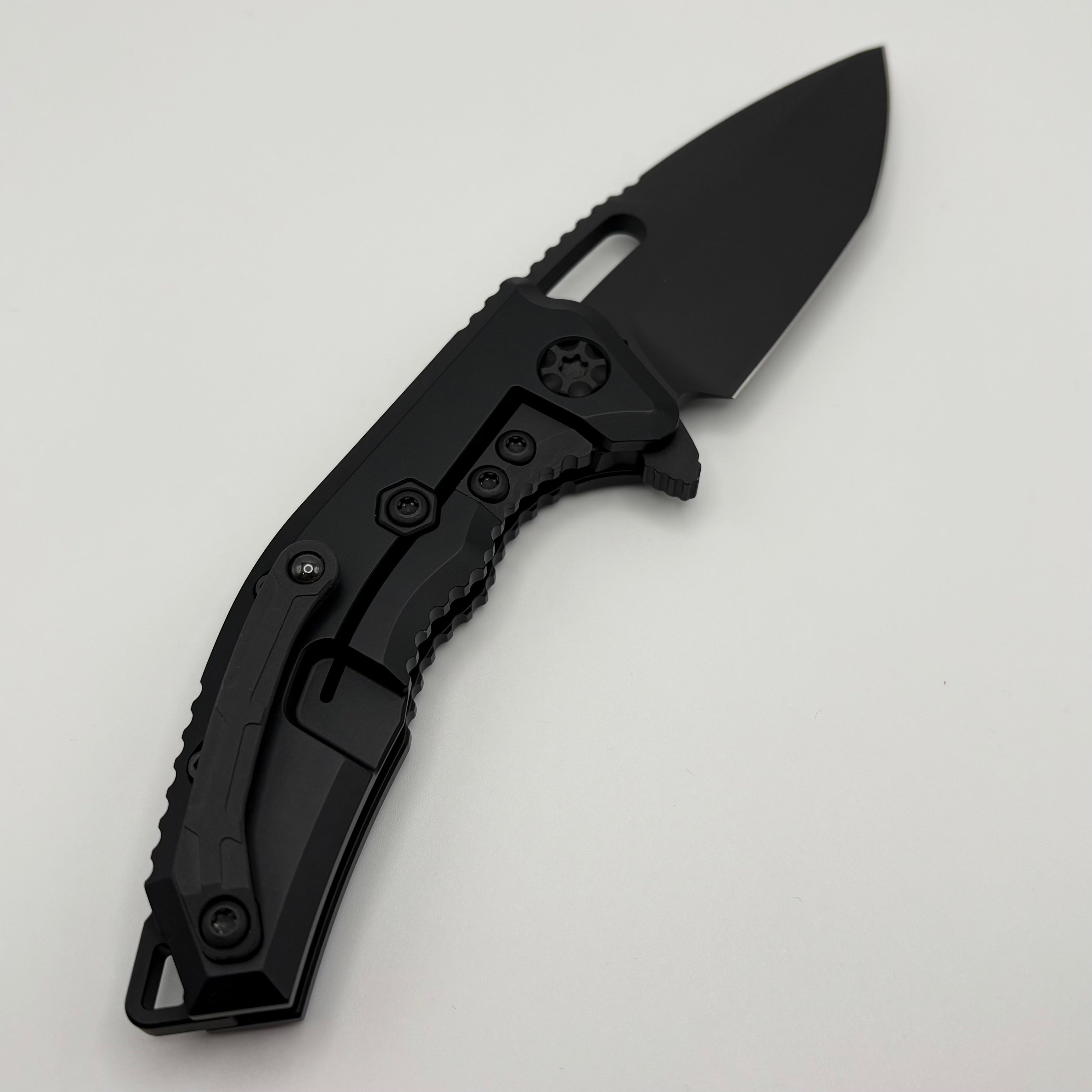Premium Pre-Owned Heretic Knives Medusa Tactical Folding Knife - Black Aluminum Frame Lock with Grip Inlays & DLC MagnaCut Blade
