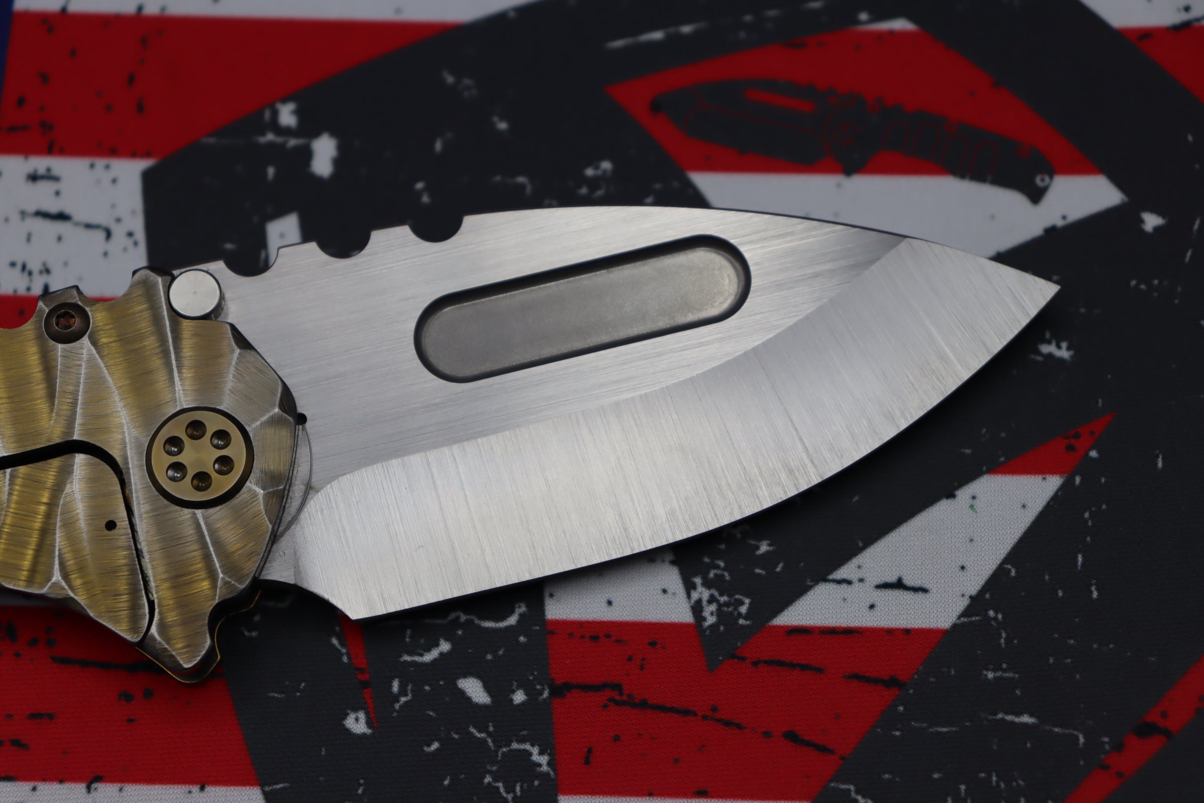 Medford Knife Praetorian T - Premium Drop Point Satin S35 Blade with Bronze Accents & Brushed Silver Predator Handles