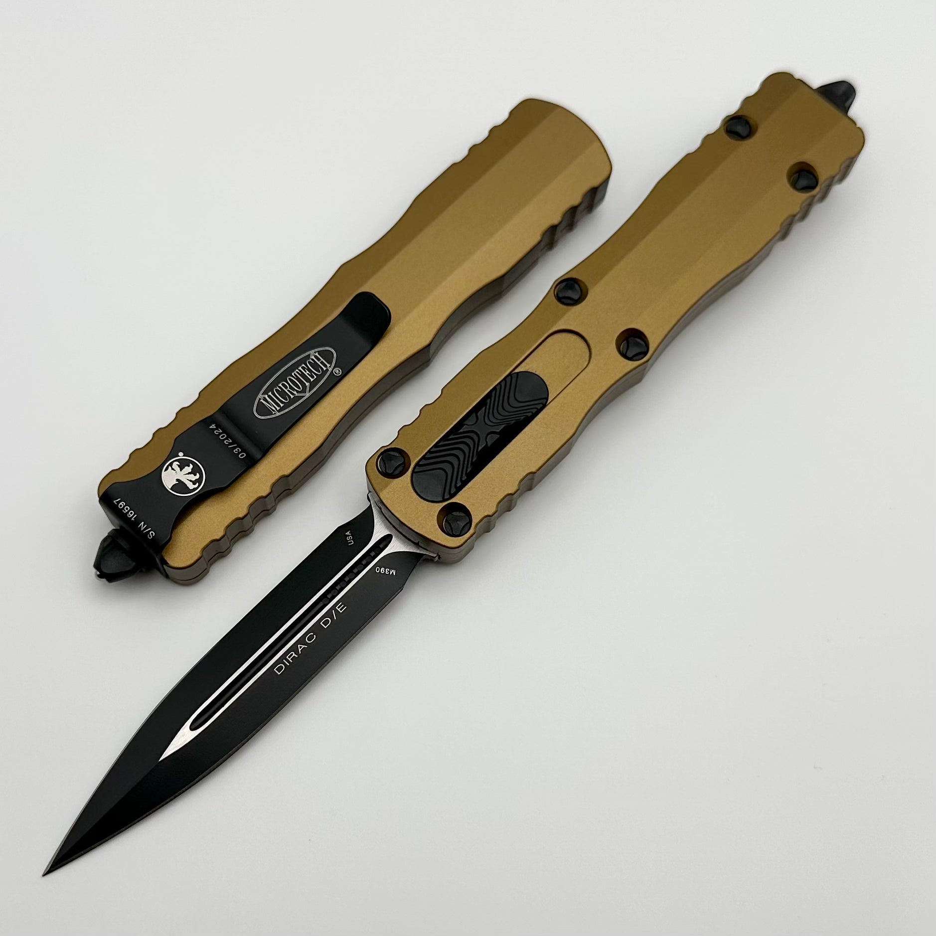 Microtech Dirac Double Edge Black & Tan Premium OTF Knife