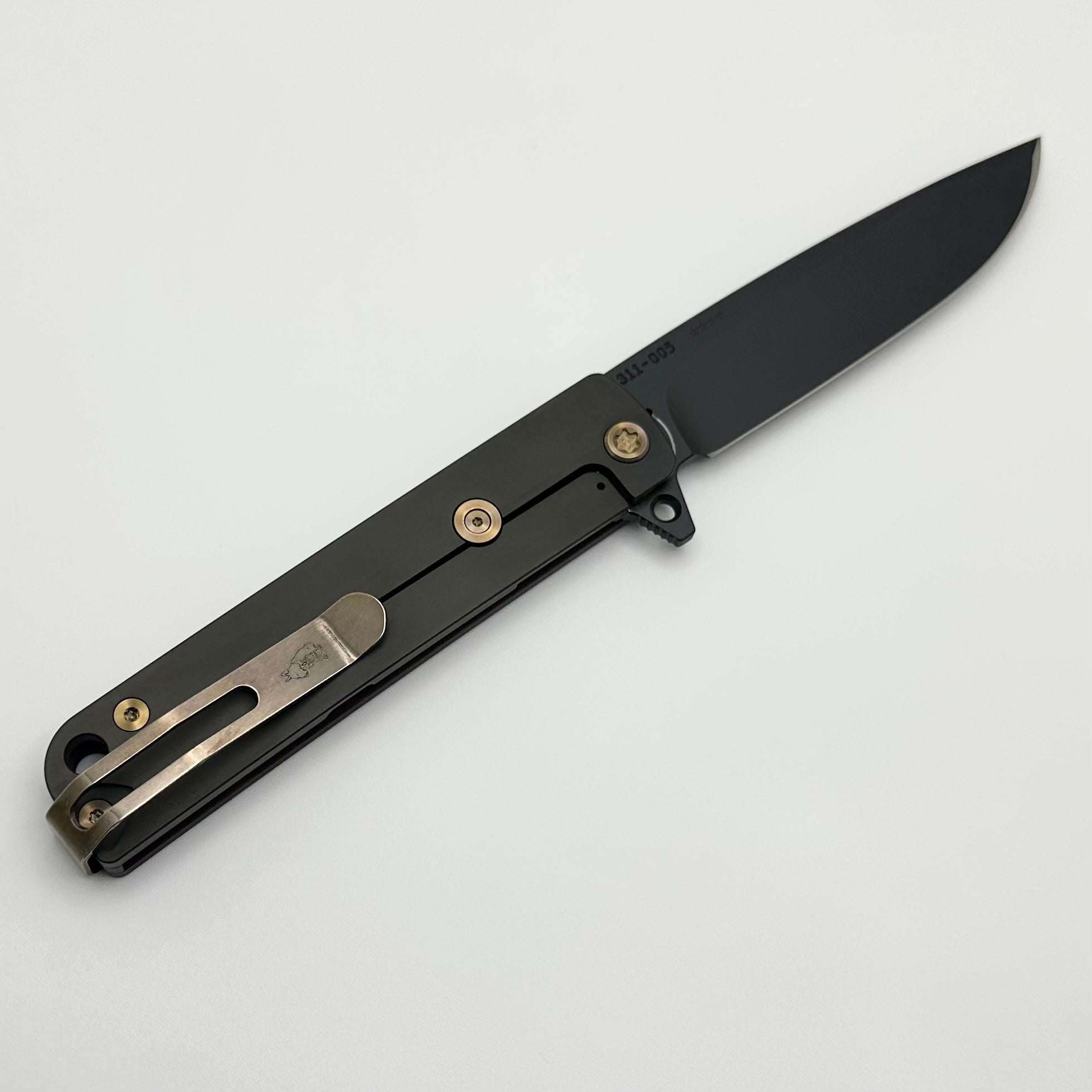 Medford M-48 Tactical Folding Knife - Red Aluminum Handle with PVD Spring, Bronze Hardware, and DLC S45VN Blade