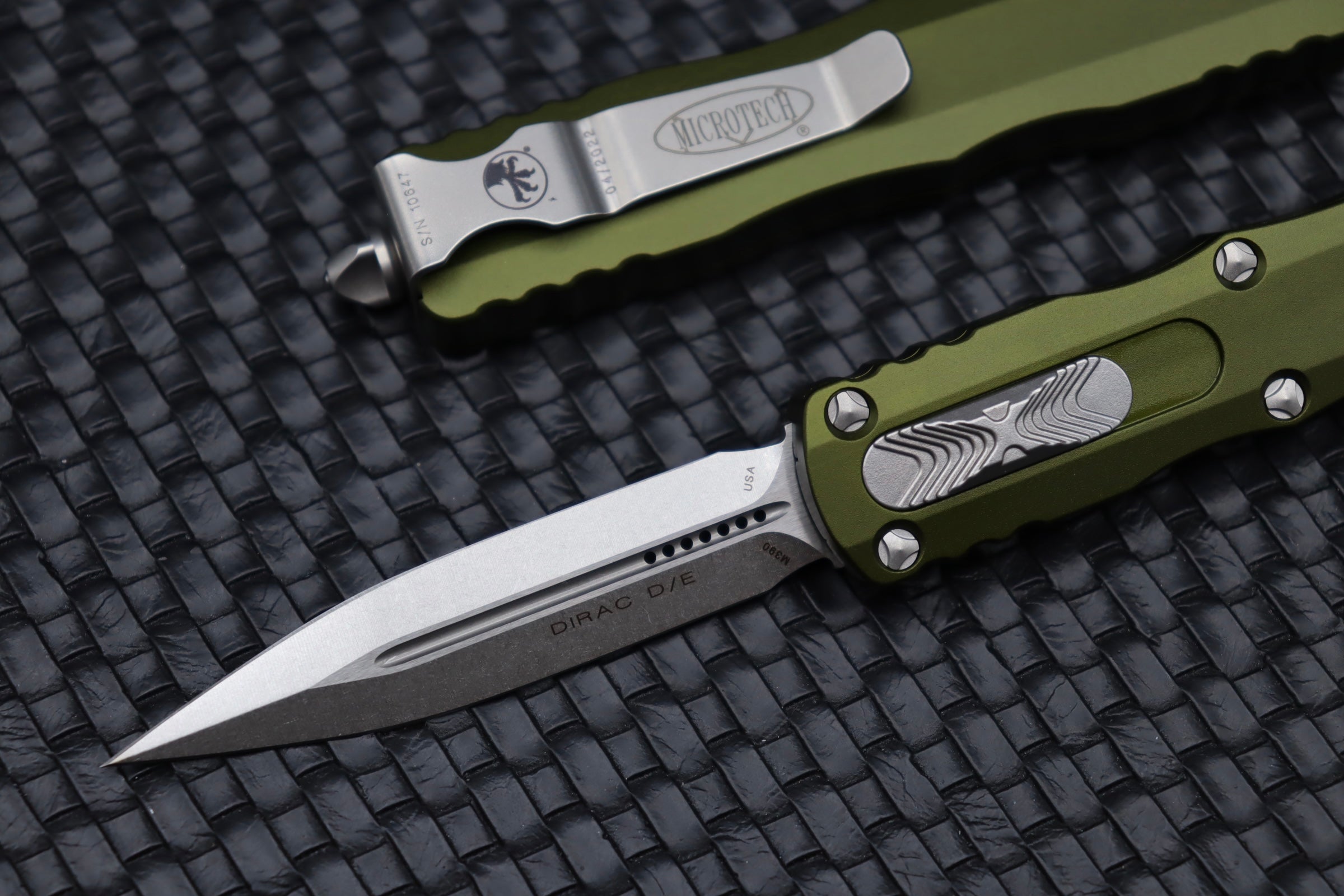 Microtech Dirac Double Edge Stonewash OTF Knife - Premium M390 Blade & OD Green Handle