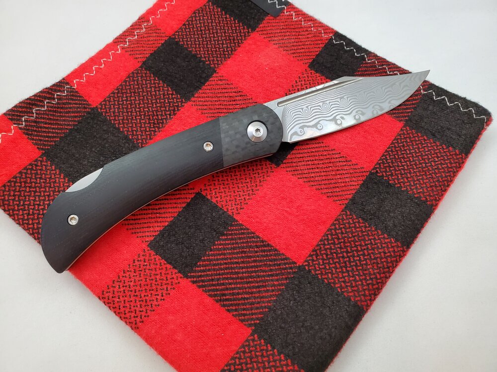 Civivi Rustic Gent Premium Lockback Knife with G10 & Carbon Fiber Damascus Blade