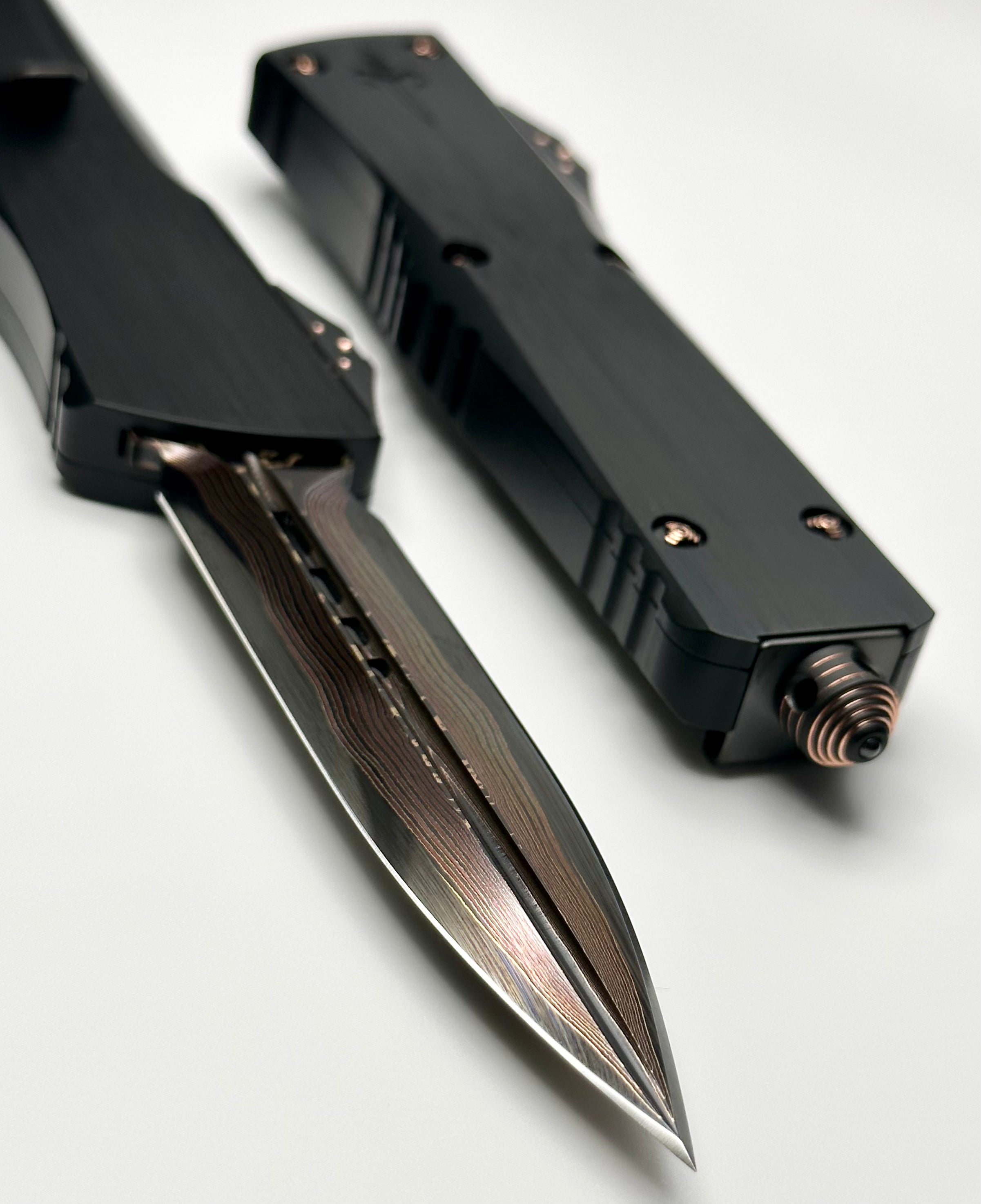 Premium Marfione Custom Combat Troodon Tactical Knife - Tiger GoMai Blade & Hefted Black Handle