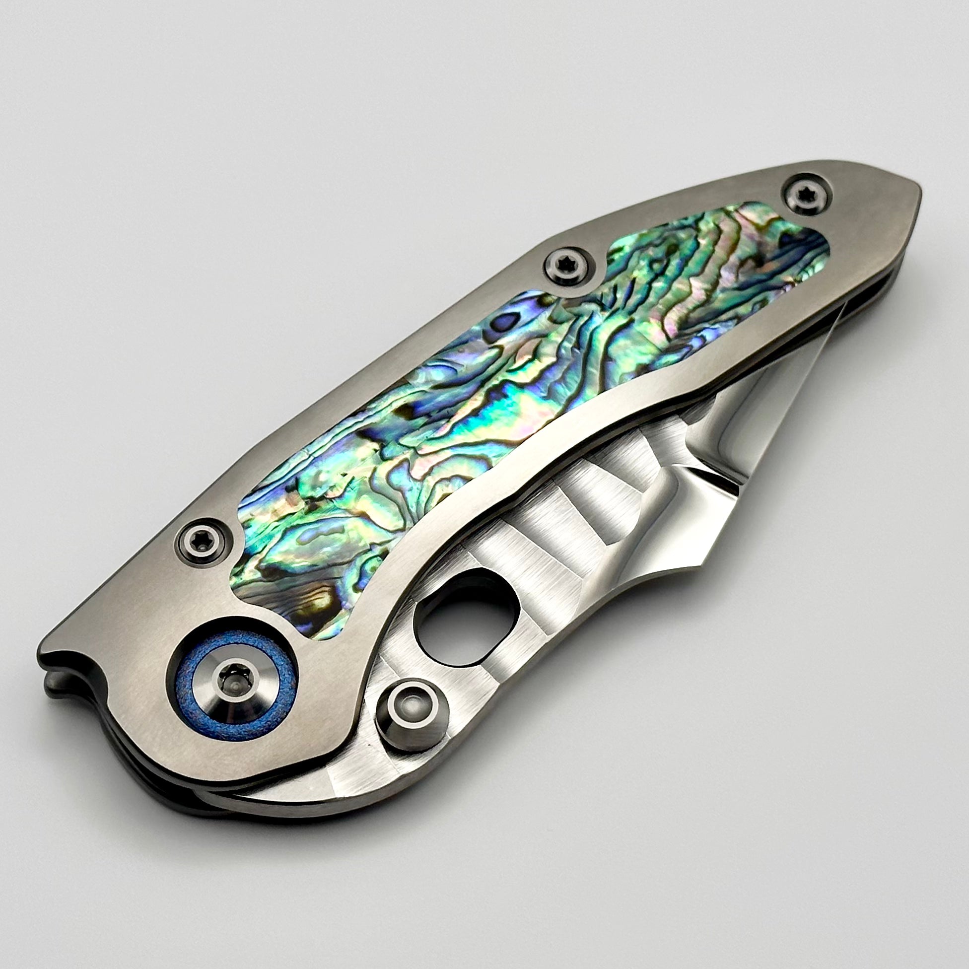 Marfione & Borka Stitch Knife - Premium Diamond Wash & Abalone Inlay Titanium Handle