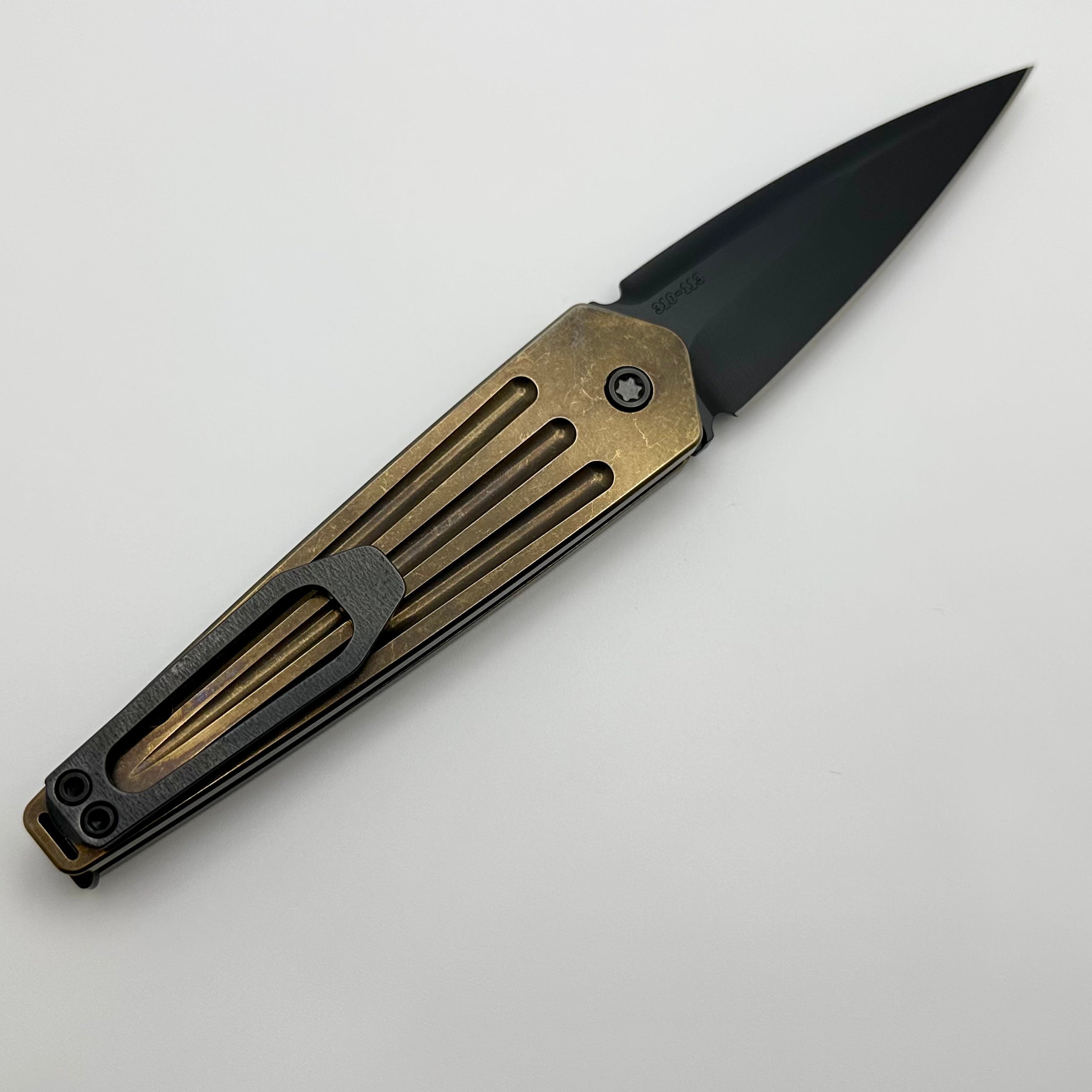 Medford Knife Nosferatu Auto Bronze Tumbled Handles - Premium DLC S45VN Blade