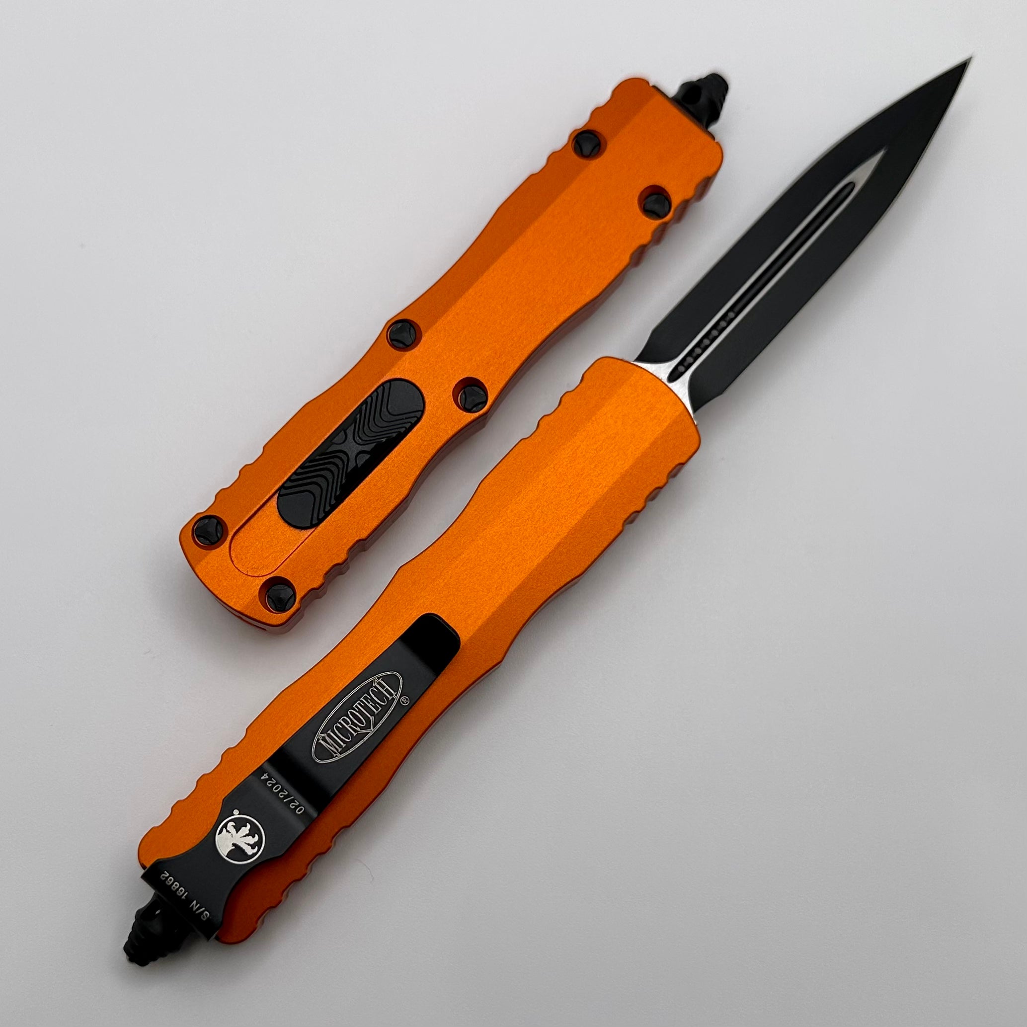 Microtech Dirac Double Edge Tactical Knife - Black & Orange