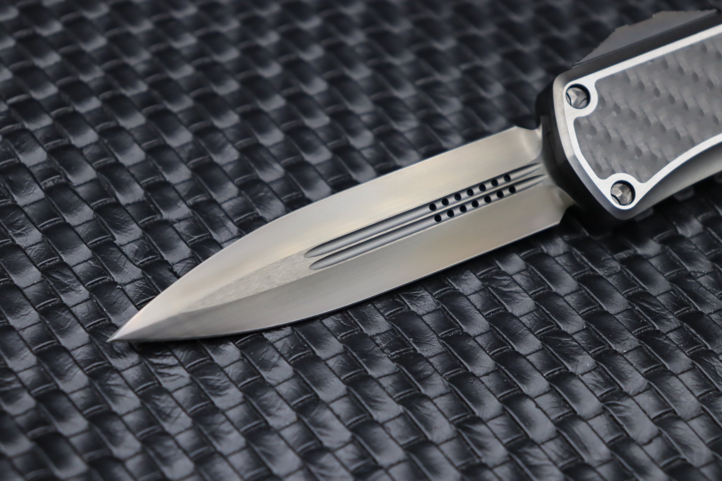 Marfione Hera DLC Satin Tactical Knife - Premium Titanium Handle with Carbon Fiber Inlays