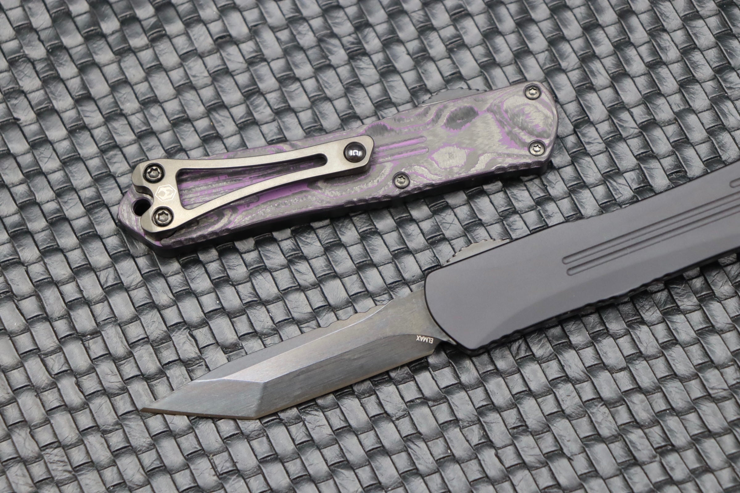 Premium Heretic Knives Manticore S Tanto - Black & Purple Camo Carbon | Ultimate EDC Companion