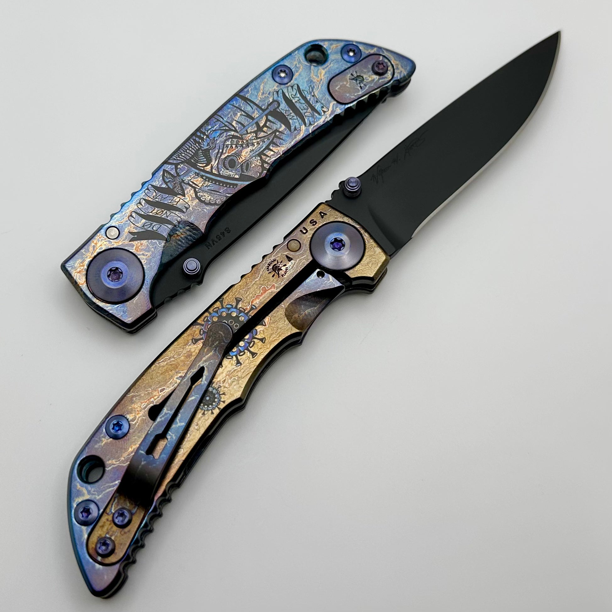 Spartan Blades Harsey Folder 3.25 Storm Watch Plague Doctor SF10 Custom - Premium Titanium EDC Knife