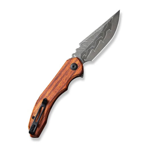 Premium Civivi Bluetick Flipper Knife - Guibourtia Wood & Damascus Steel