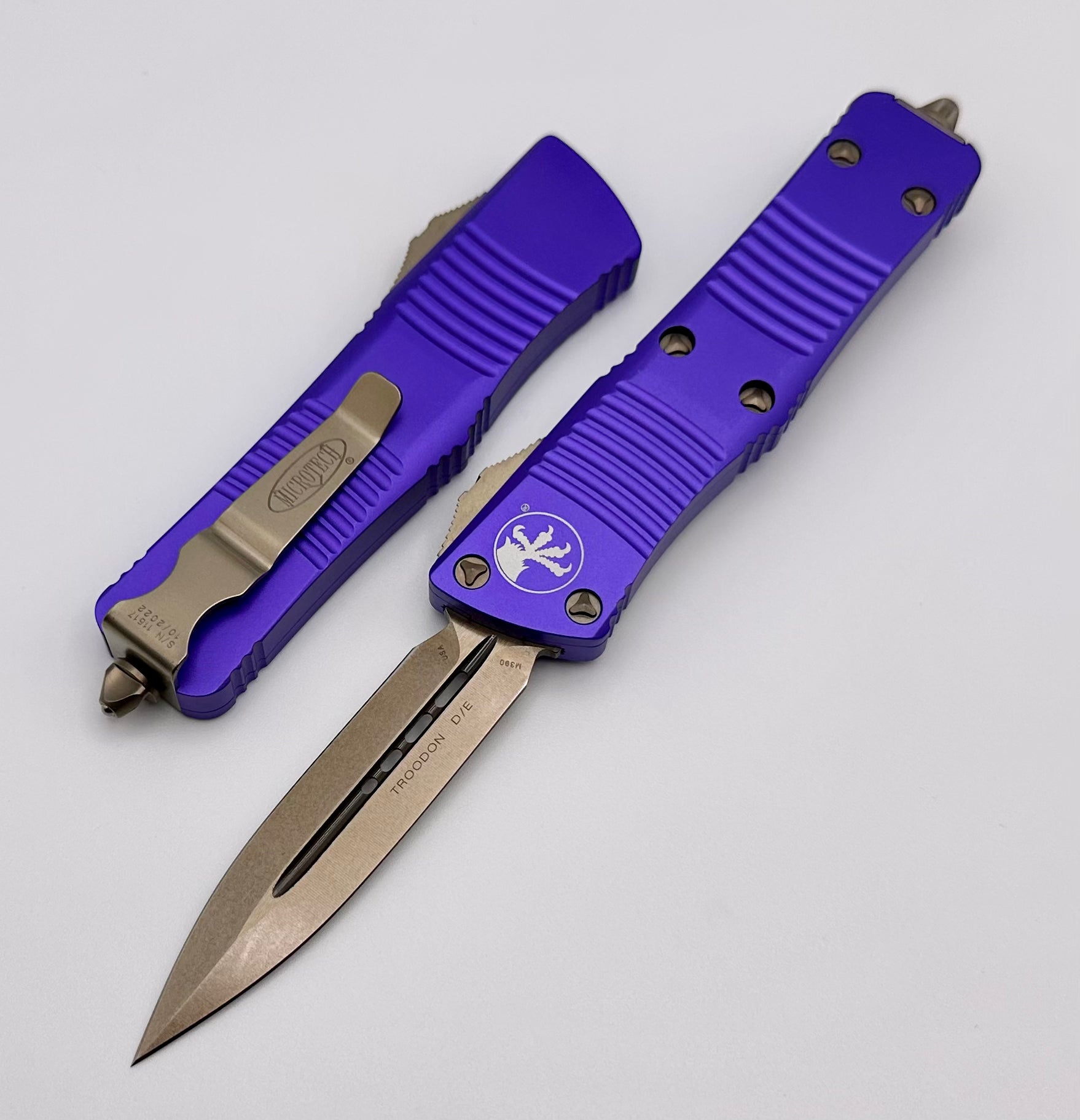 Microtech Troodon Double Edge Bronze & Purple - Ultimate Compact OTF Knife