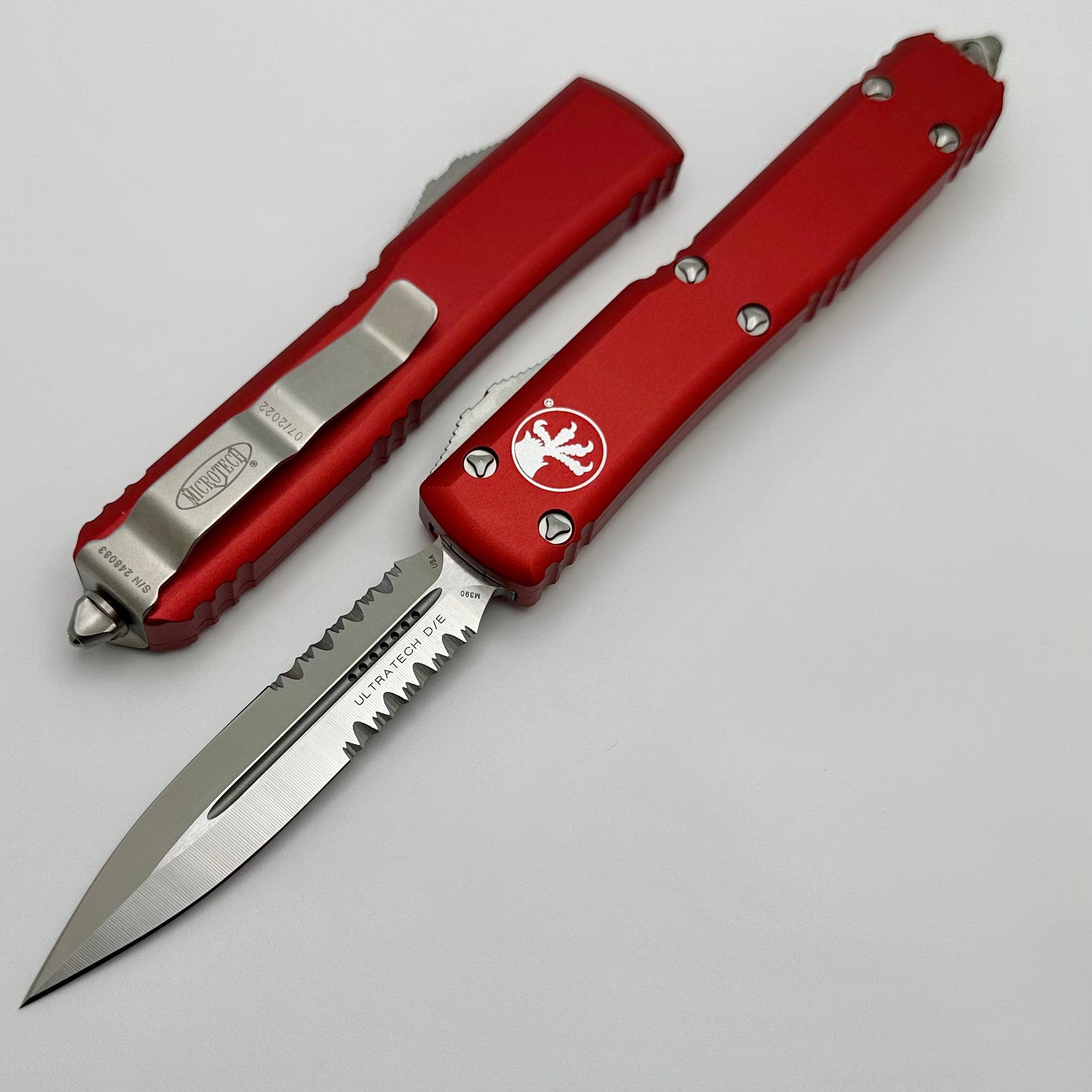 Microtech Ultratech Premium Double Edge Tactical Knife with Satin Finish & Red Handle