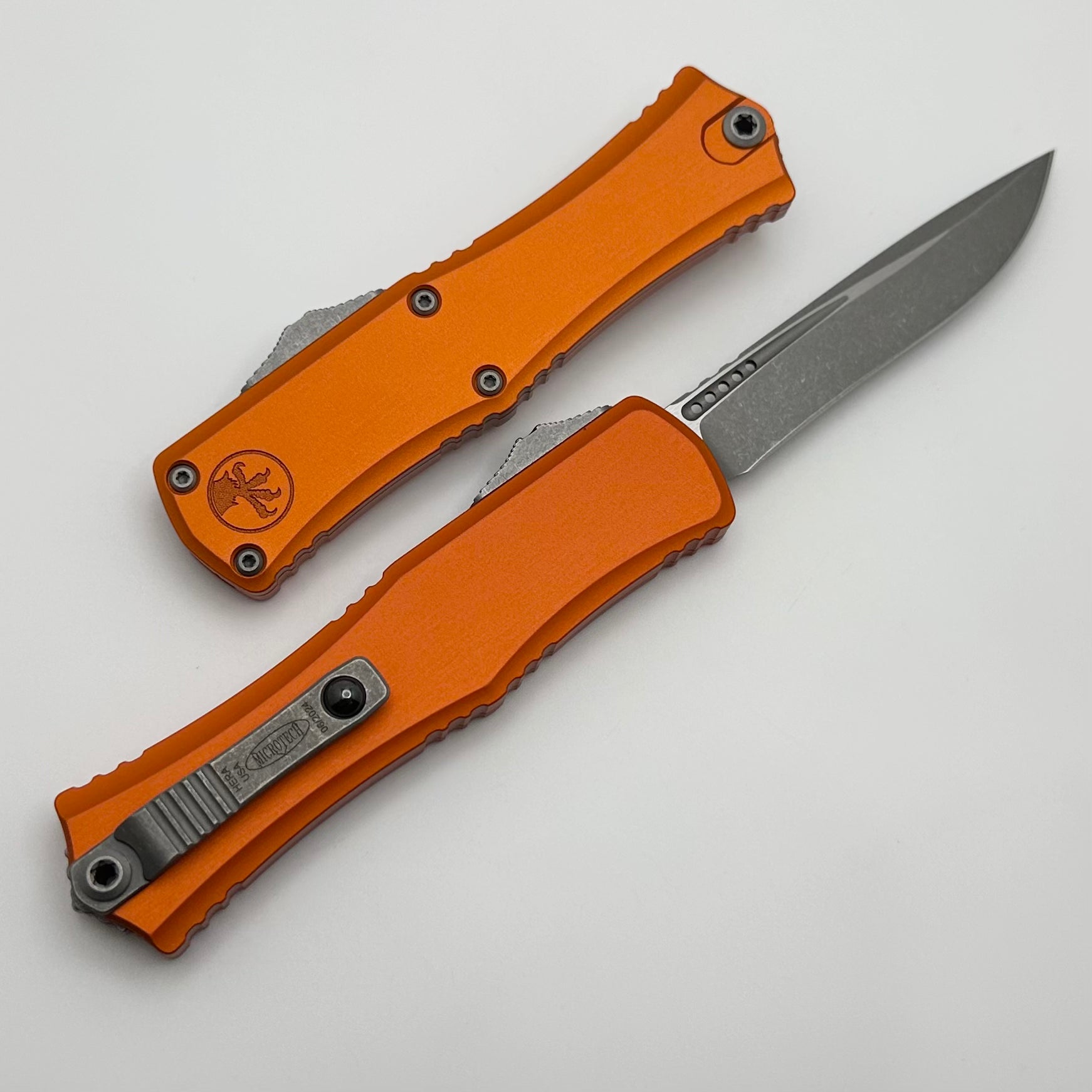 Microtech Mini Hera Apocalyptic Recurve EDC Knife - Premium M390MK Blade & Orange Aluminum Handle