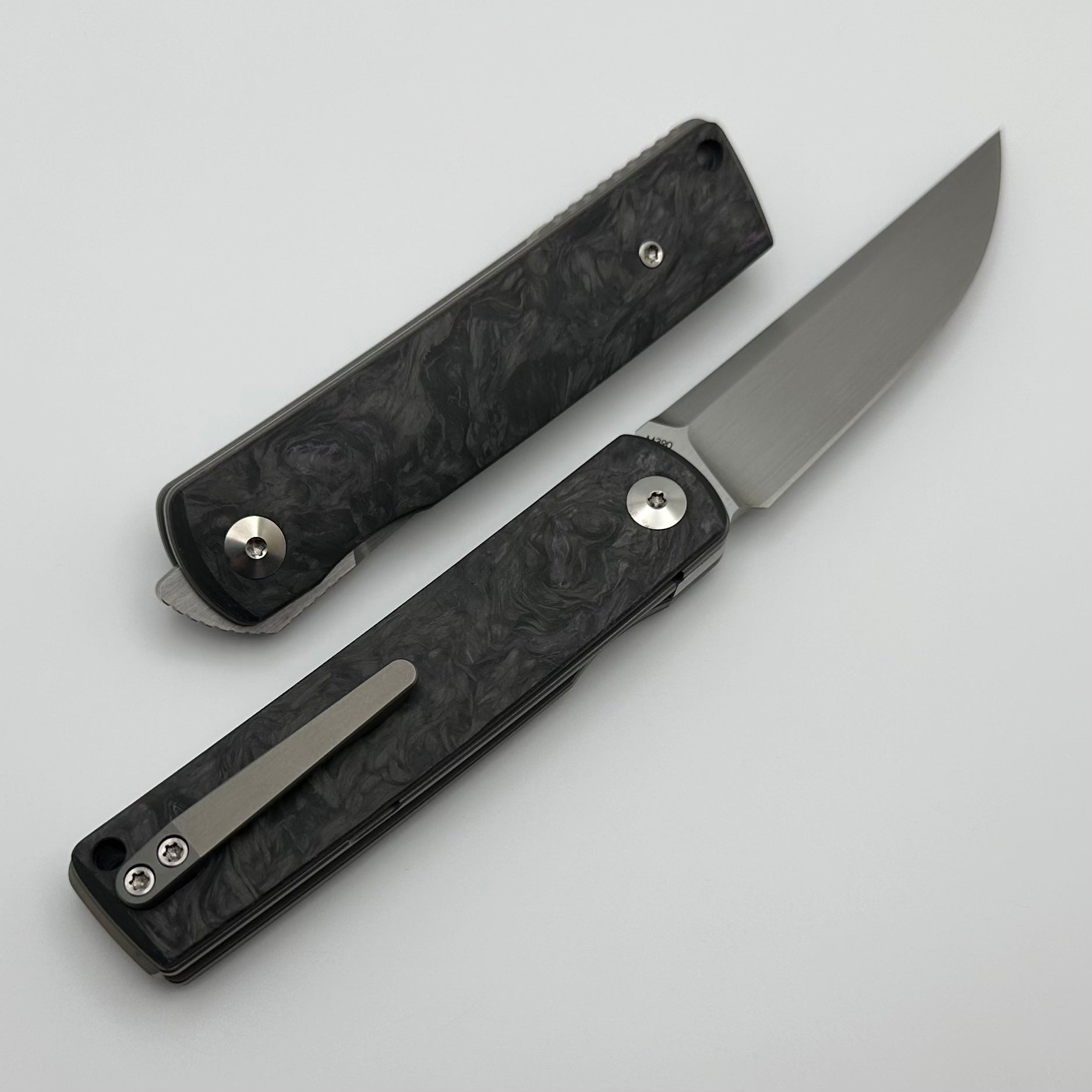 Premium Reate Bushido Knife - Dark Matter Purple Handles & Hand Satin M390 Steel