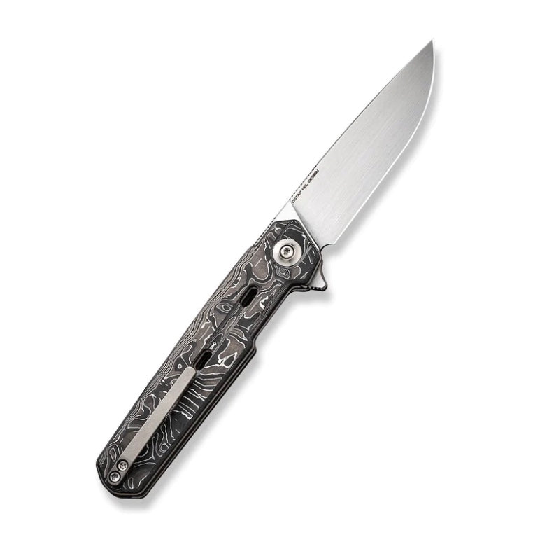 We Knife Navo Flipper - Premium Aluminum Foil Carbon Fiber Handle with Hand Rubbed Satin CPM-20CV Blade