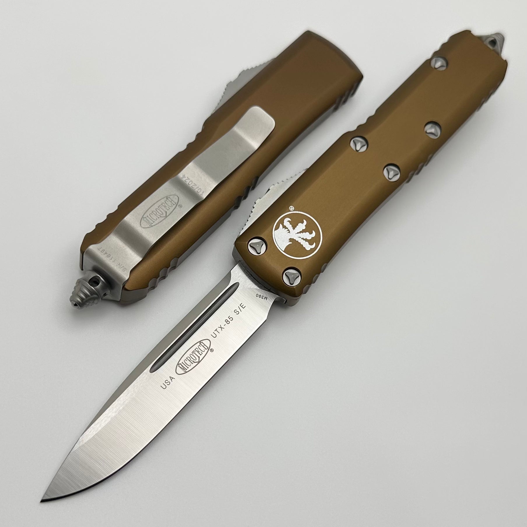 Microtech UTX-85 S/E Satin Standard & Tan Handle - Ultimate Everyday Carry Knife