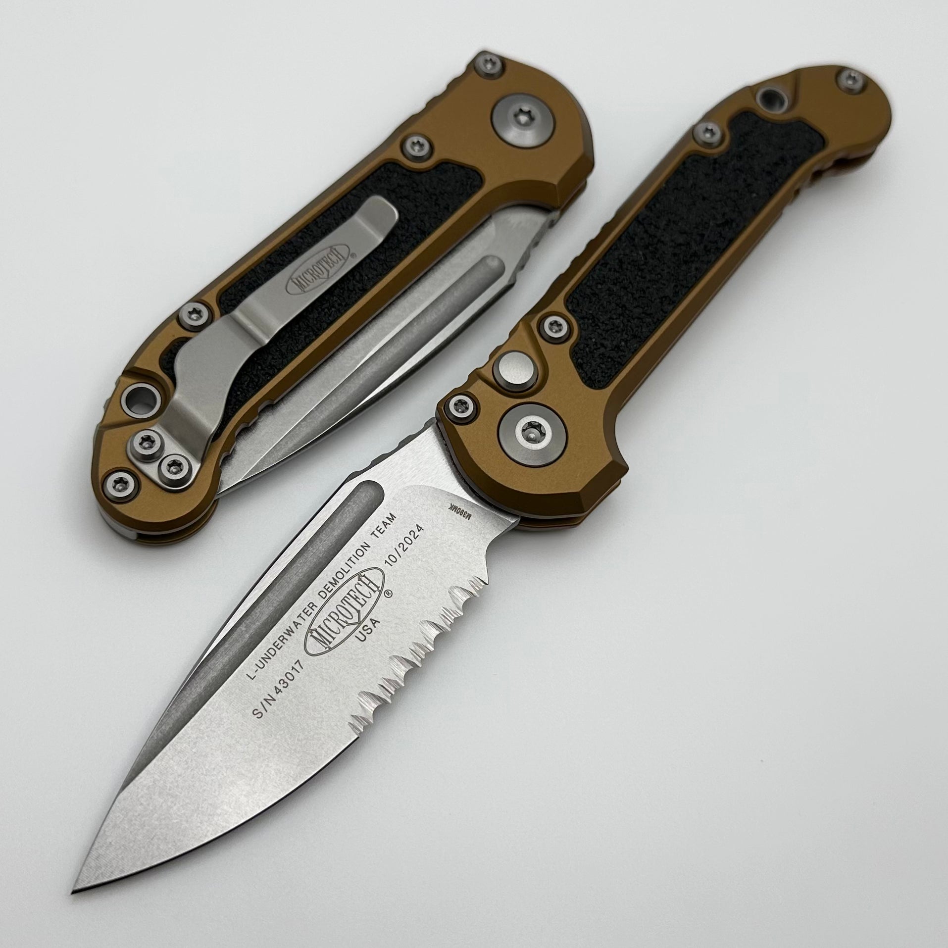 Microtech LUDT Gen III Tactical Knife - Premium Stonewash Finish with Tan Aluminum Handle