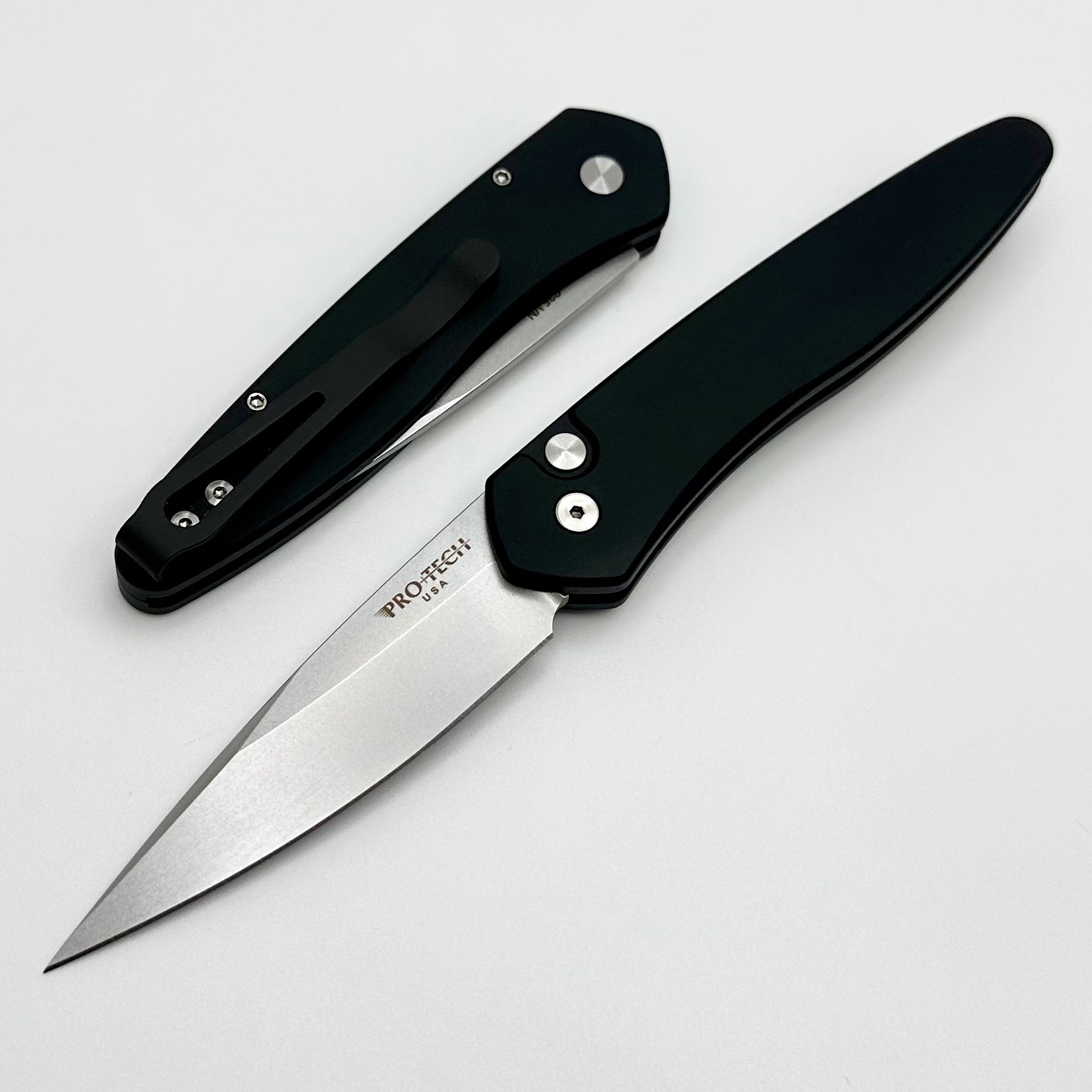 Pro-Tech Newport Ultimate EDC Knife - Black Aluminum Handle & Stonewash S35VN Blade