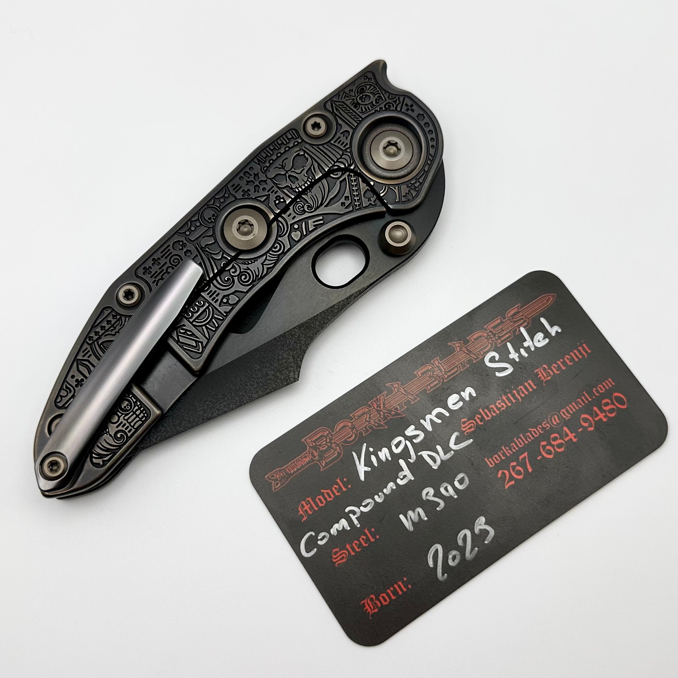 Premium Borka Blades Custom Kingsman Stitch with DLC Finish & Bronzed Hardware - Pre-Owned Excellence