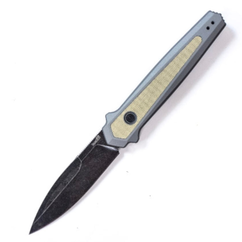 Kershaw Launch 15 Ultimate Tactical Knife - Gray Aluminum with Olive Micarta & Blackwash MagnaCut